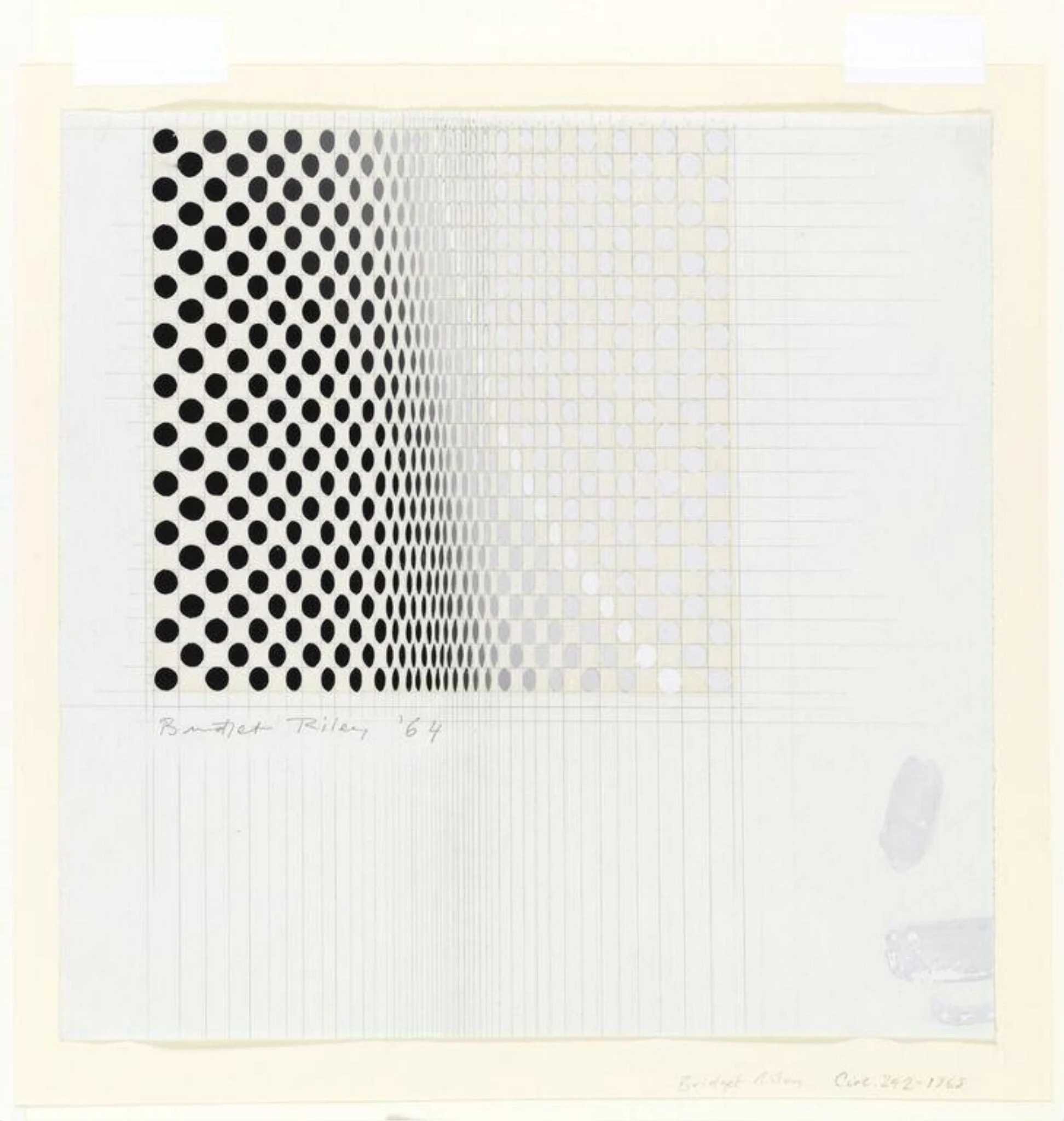 Study for the painting 'Pause', by Bridget Riley, watercolor, 1964