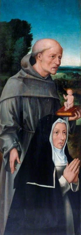 Saint Anthony of Padua with a Nun, by Gerard David, oil, 1496