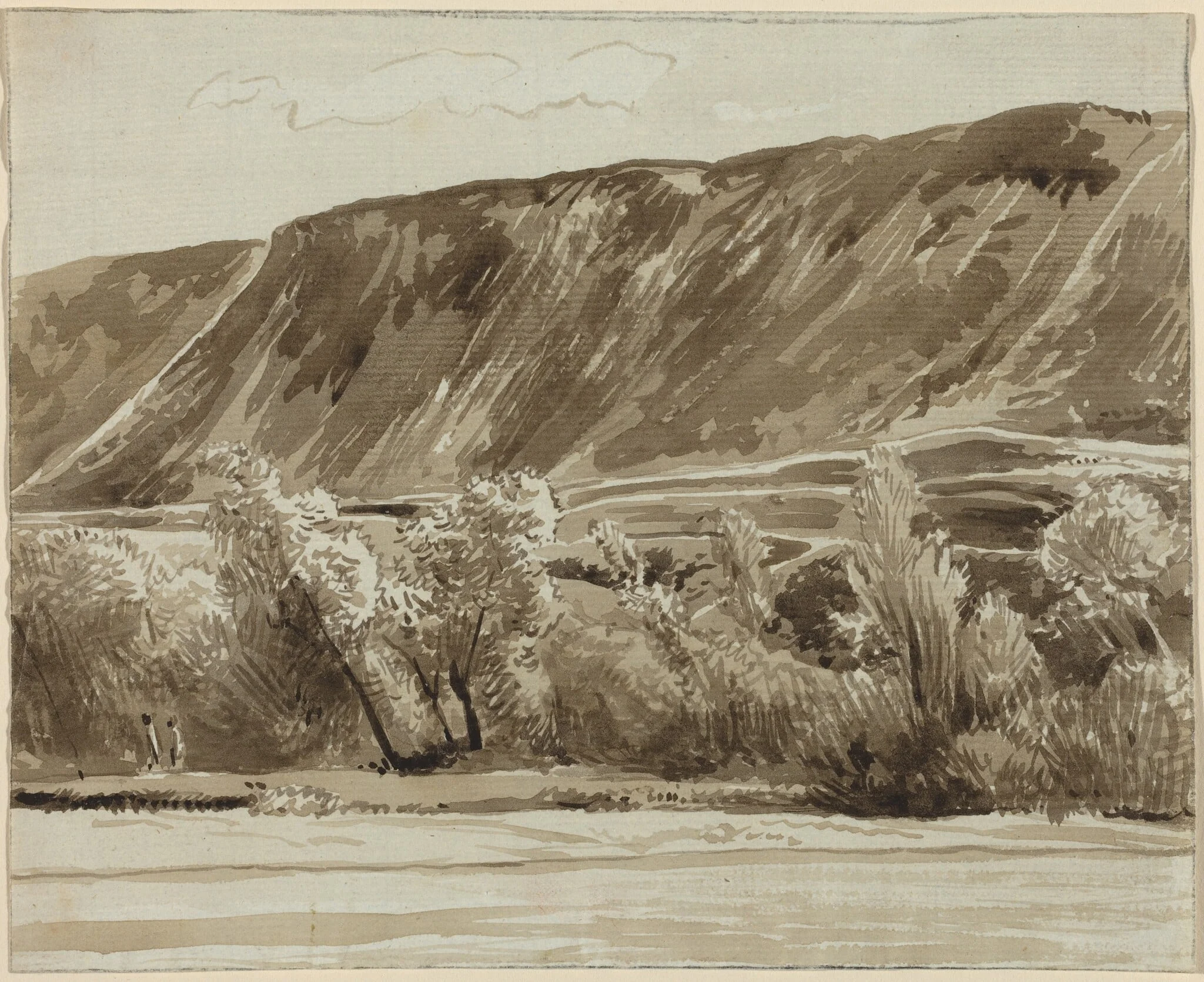 A River Bank with Mountains Beyond, by Franz Innocenz Josef Kobell, 1786