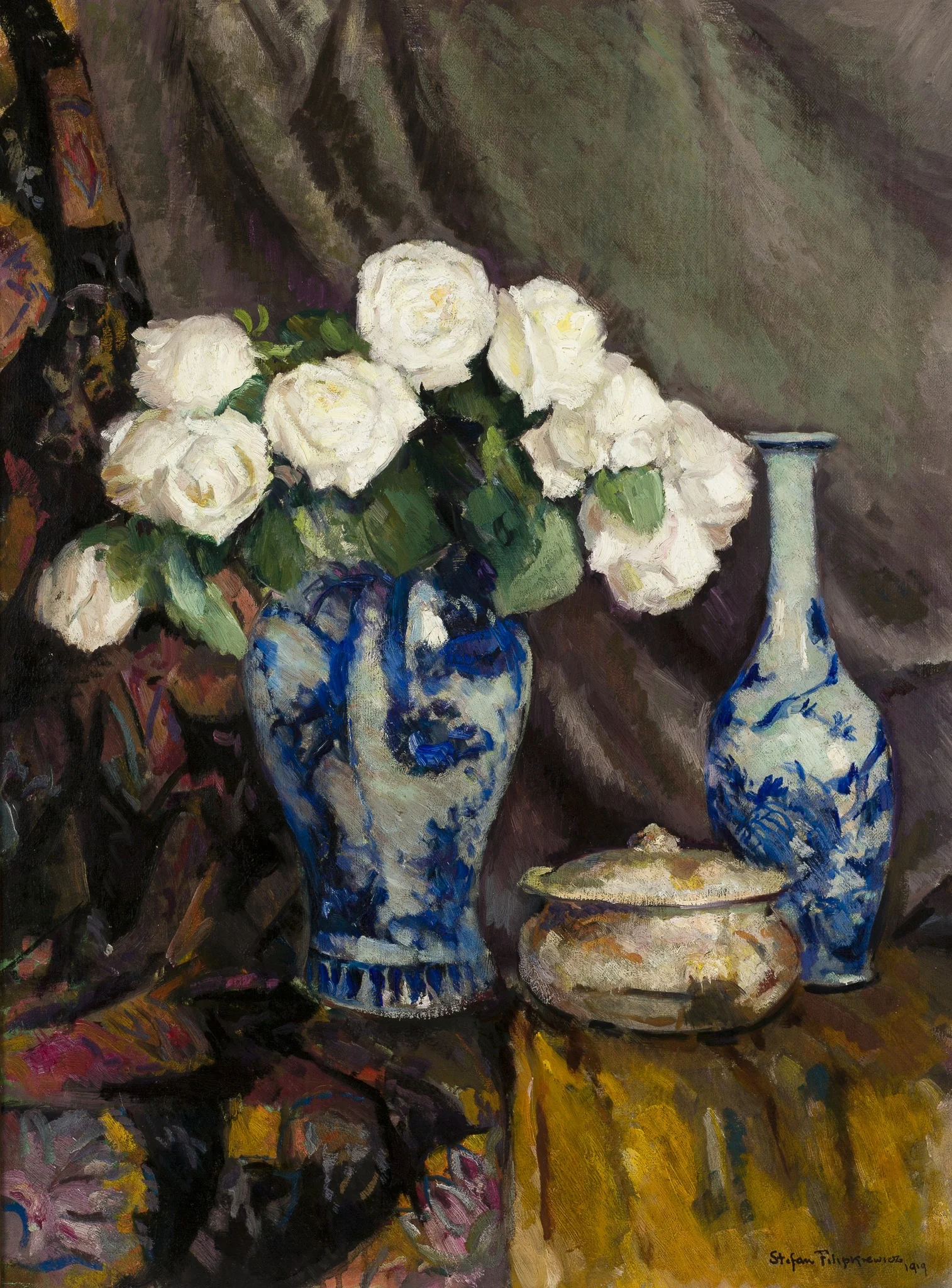 White Roses, by Stefan Filipkiewicz, oil, 1919