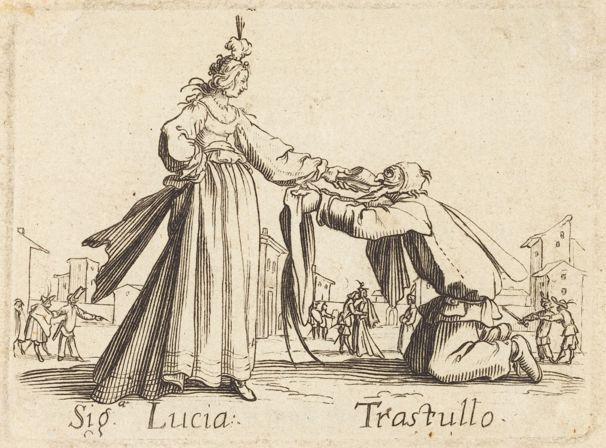Signa. Lucia and Trastullo, by French 17th Century, ink, 1622