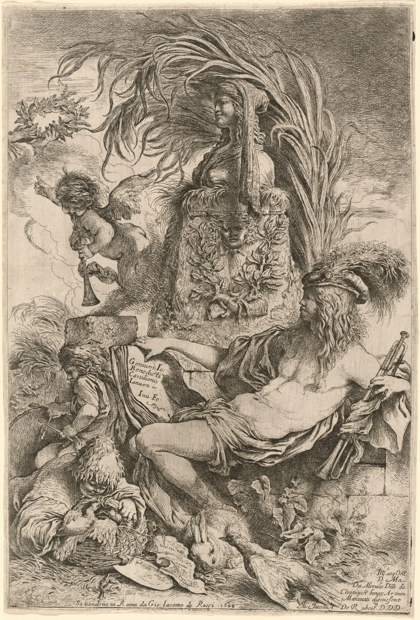 The Genius of Castiglione, by Giovanni Benedetto Castiglione, ink, 1648