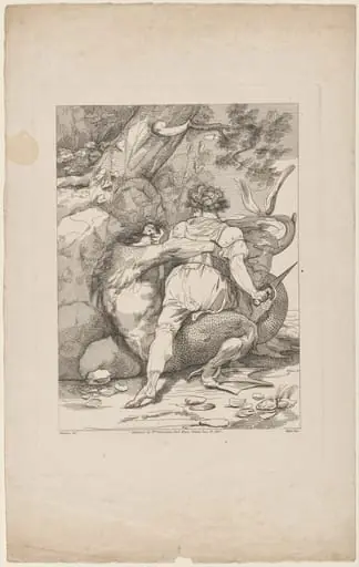 Man Attacking a Monster