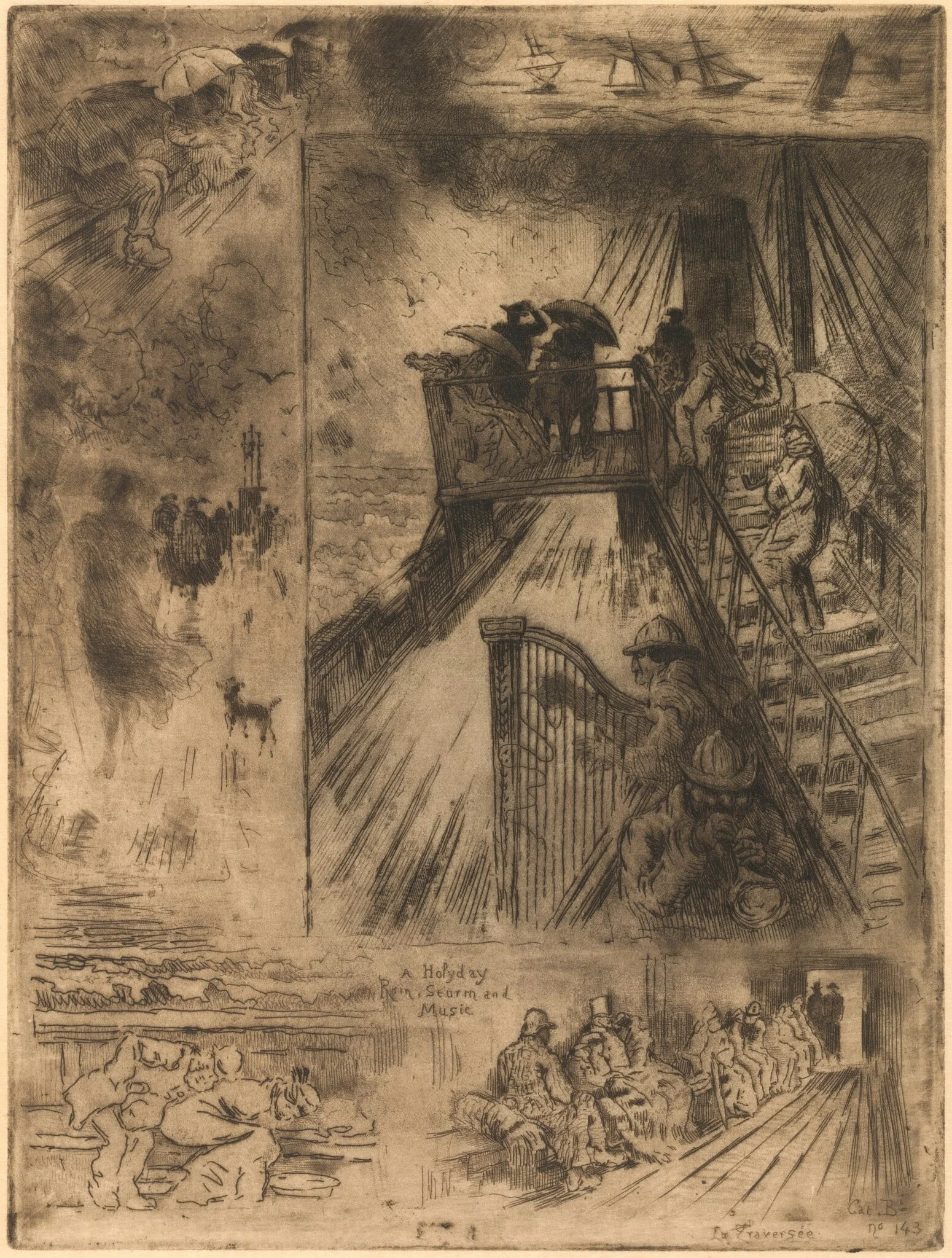 La Traversée (The Passage), by Félix-Hilaire Buhot, ink, 1882