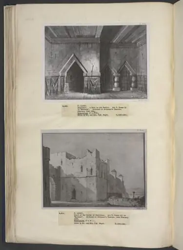 drawing of scenery and props in Macbeth