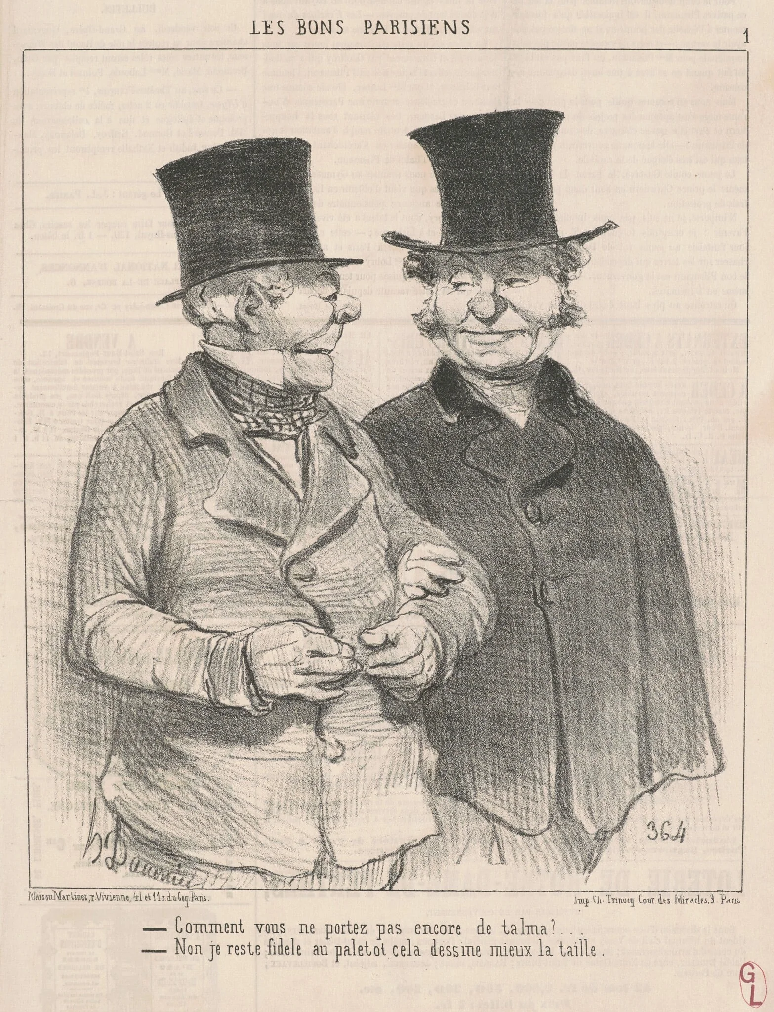 Comment vous portez pas encore de talma? ..., by Honoré Daumier, ink, 1852