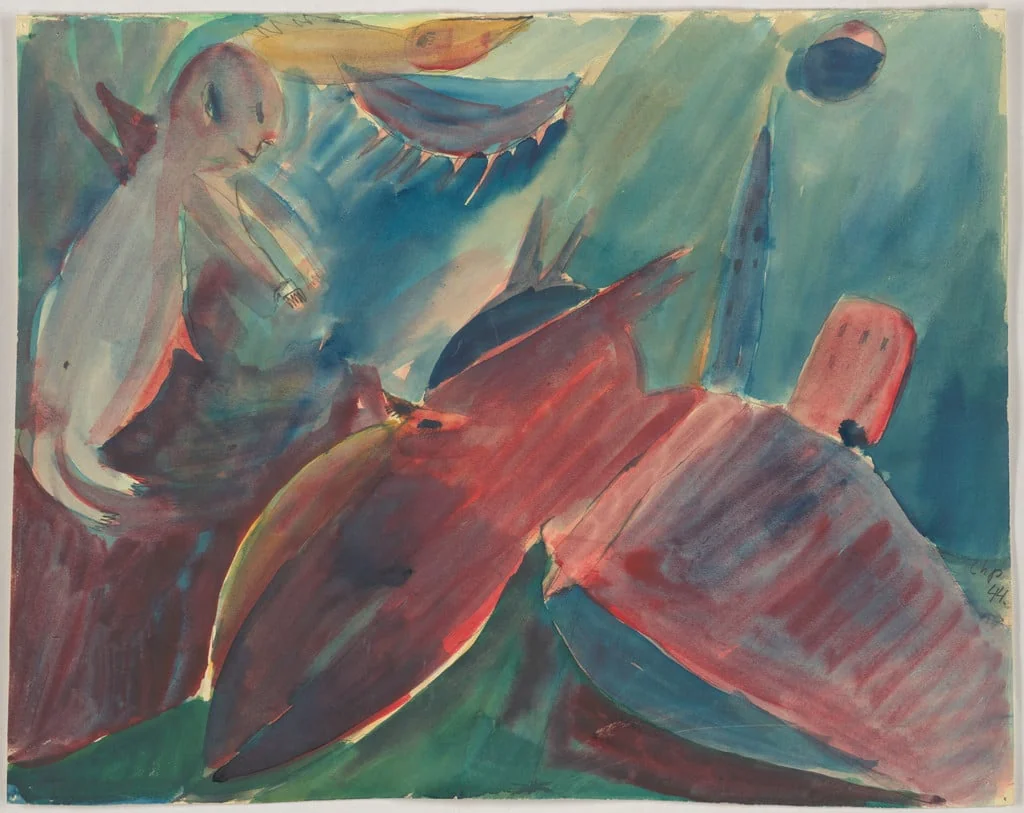Untitled, by Carl-Henning Pedersen, watercolor, 1944