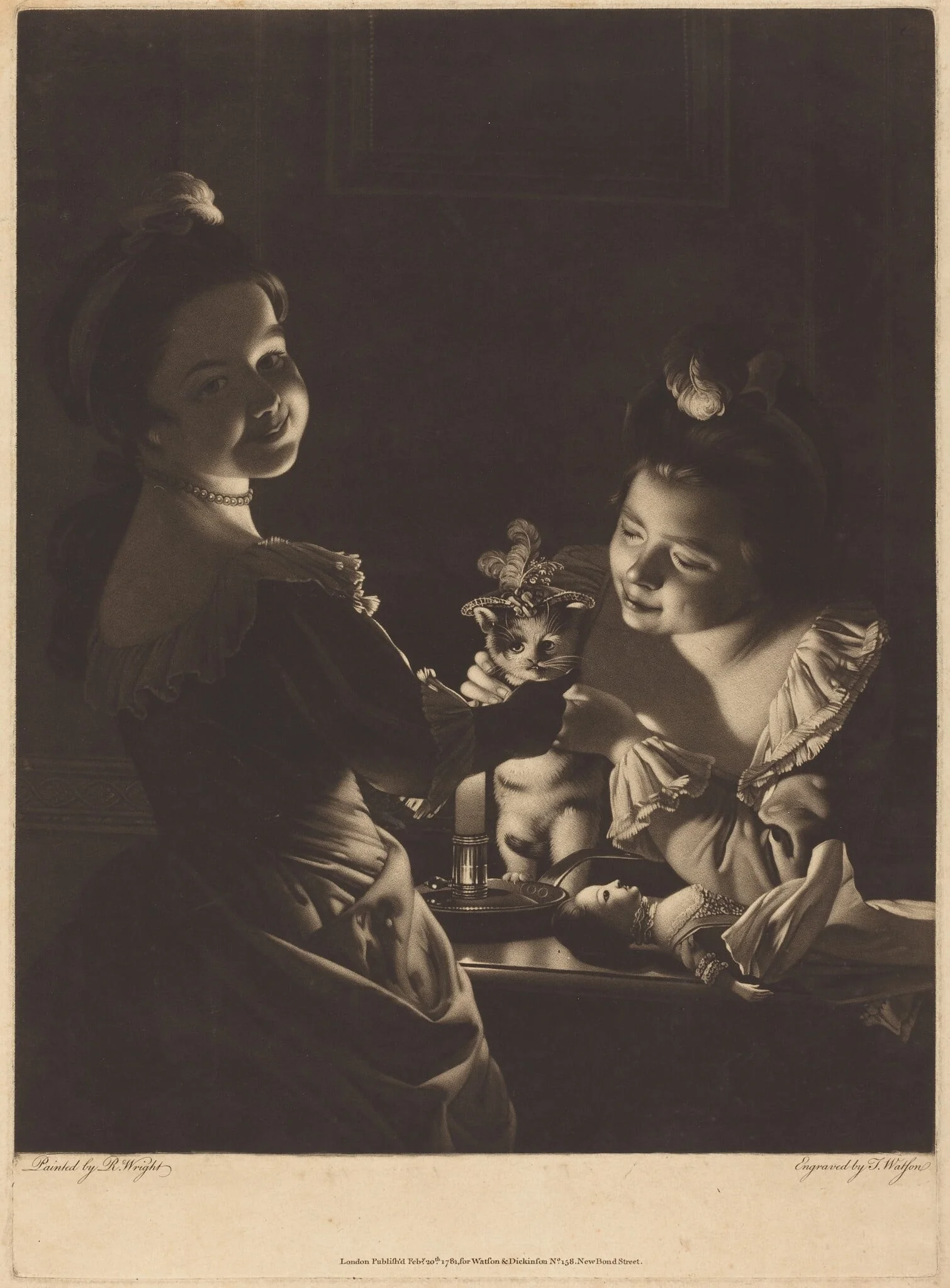 Miss Kitty Dressing, by Thomas Watson, ink, 1781