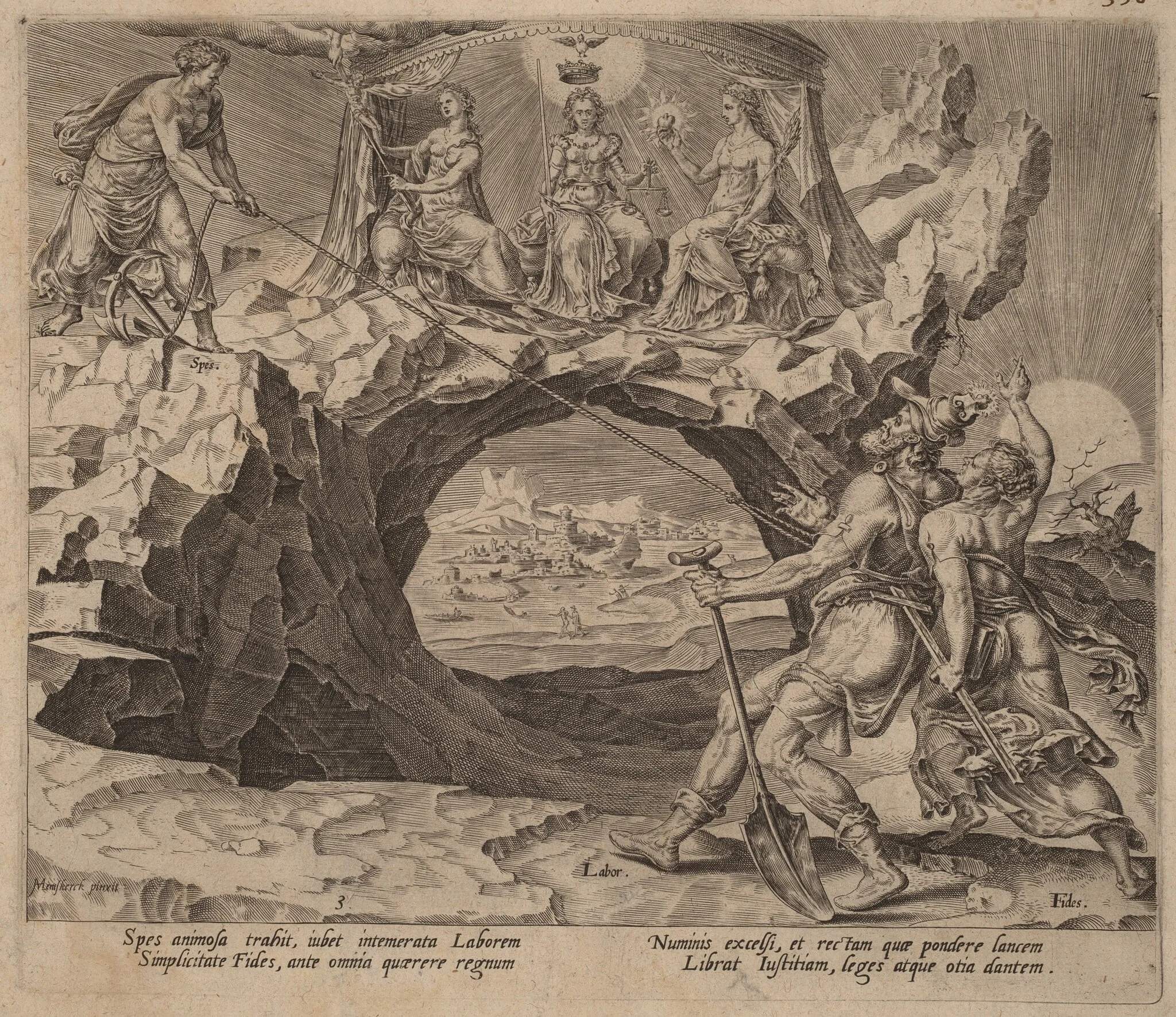 The Diligent Worker Aspiring to the Rightousness of the Lord, by Philip Galle, ink, 1572