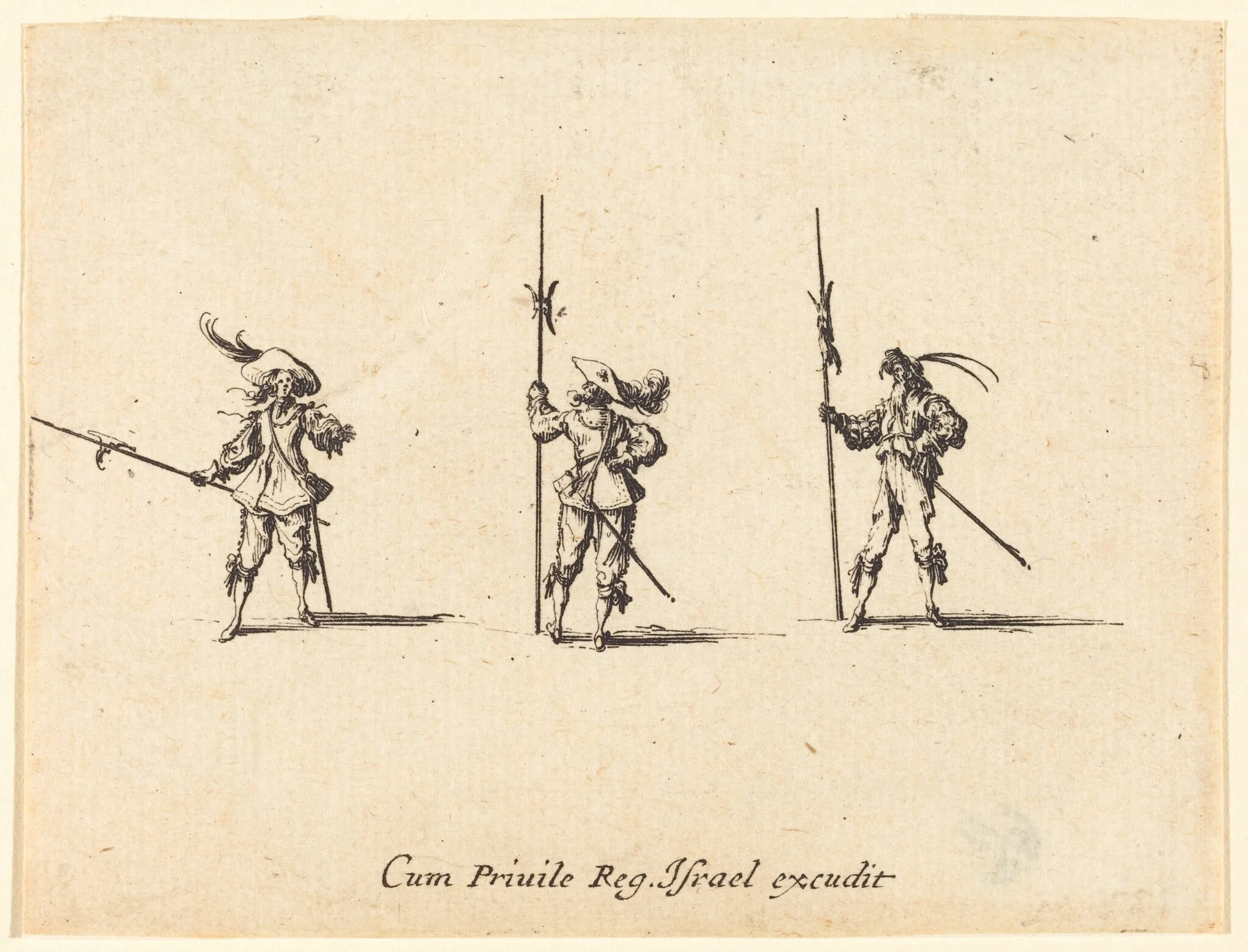 Drill with Halberds, by Jacques Callot, ink, 1634
