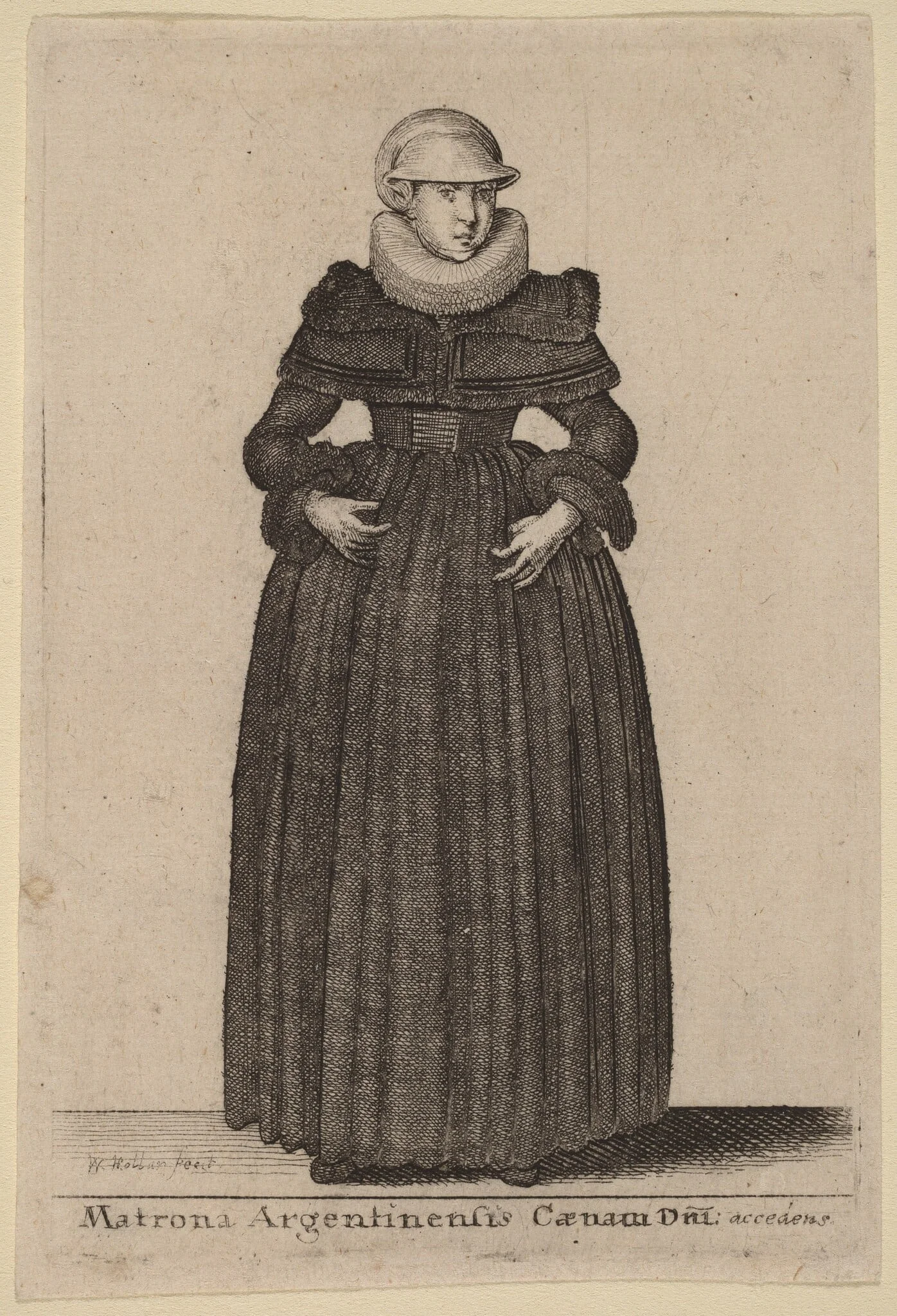 Matrona Argentinensis Caenam Dni Accedens e des Nymphs), by Wenceslaus Hollar, ink, 1647