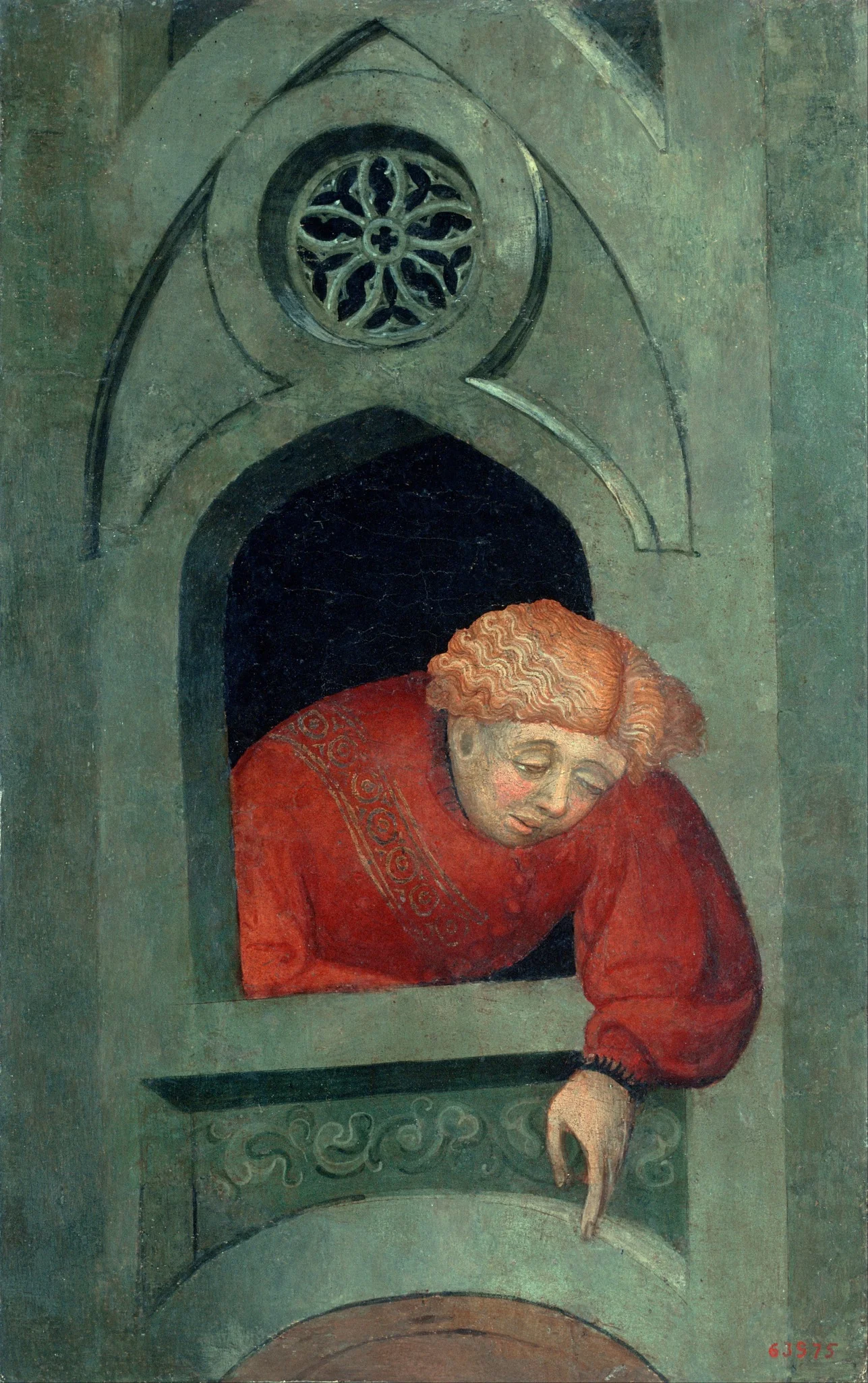Young Man Leaning out of the Window, by Lluís Borrassà, unspecified, 1407