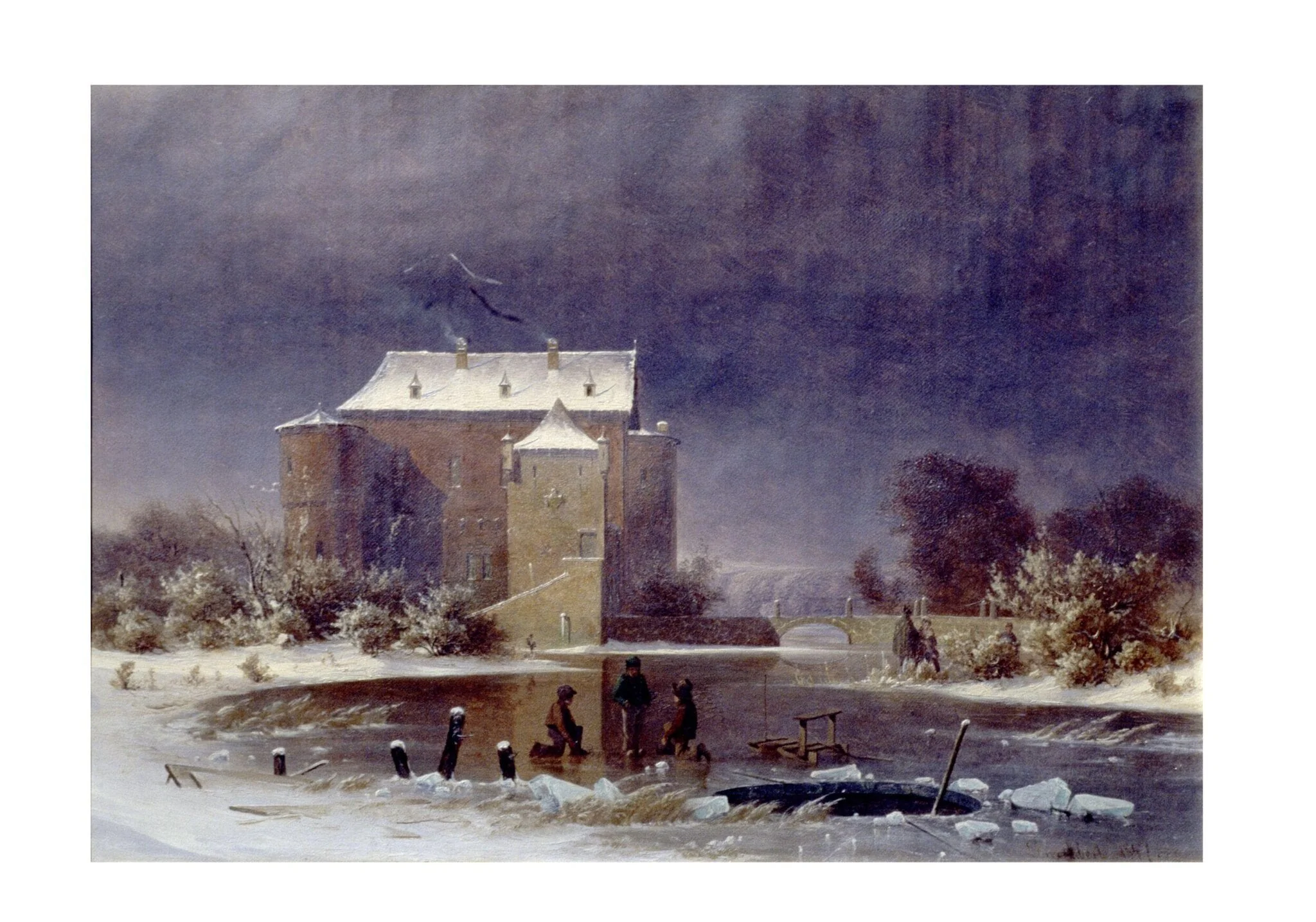 Snow scene: the haunted house, by Georg Emil Libert, oil, 1848