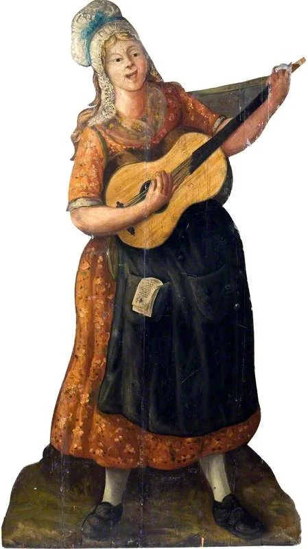 Female Street Player with a Guitar (dummy board), by Unknown, unspecified, 1790