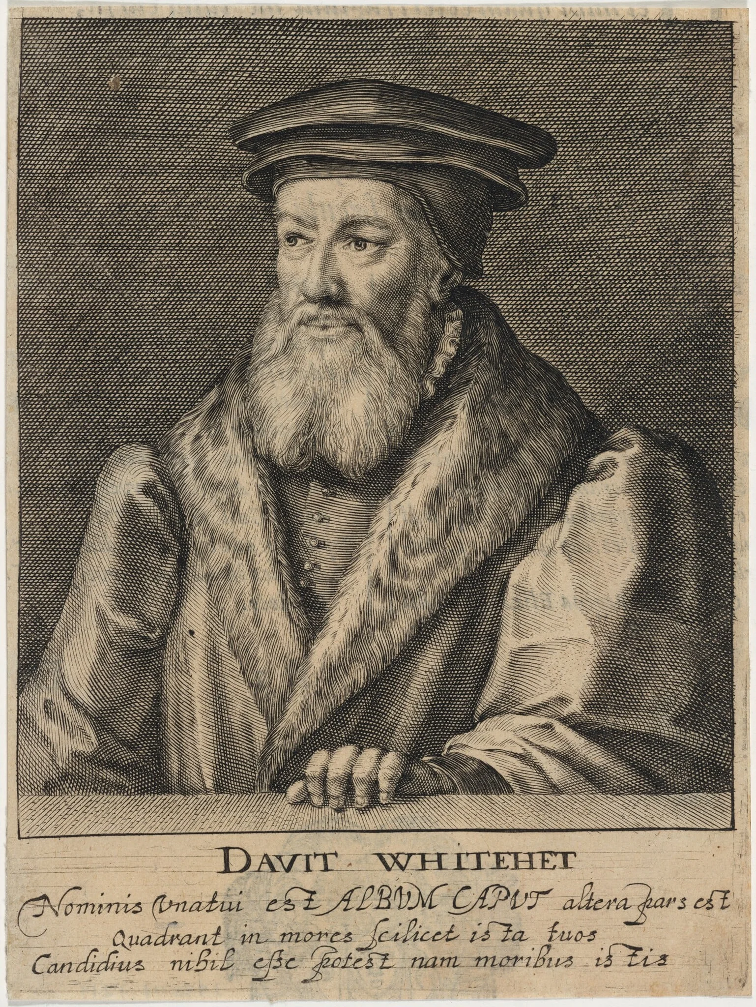 David Whitehead, D.D., Chaplain to Anne Boleyn, by Magdalena van de Passe, ink, 1620