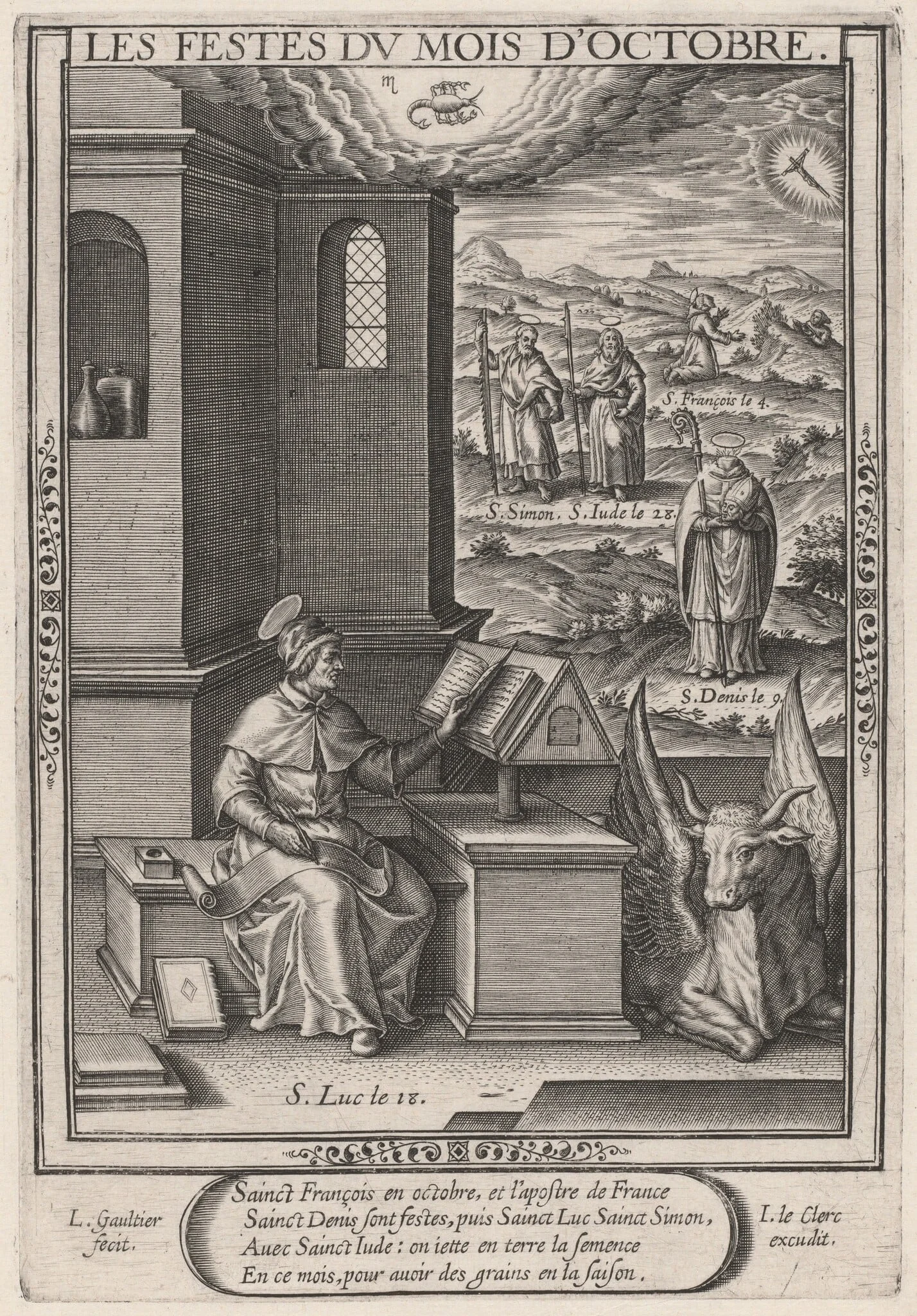 Les Festes du mois de Octobre (October: Saint Luke), by Léonard Gaultier, ink, 1603