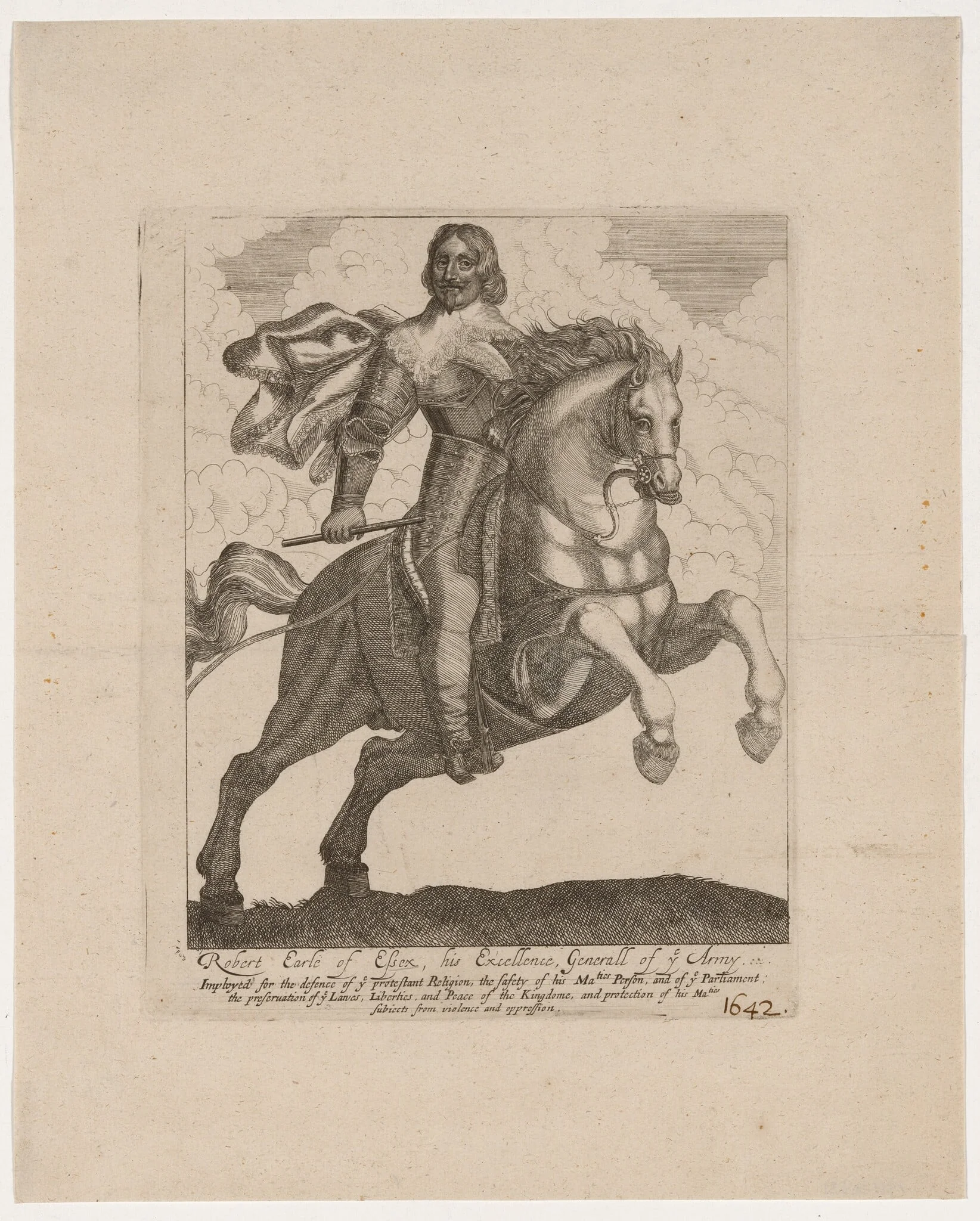 Robert Devereux, Third Earl of Essex, by Wenceslaus Hollar, ink, 1642