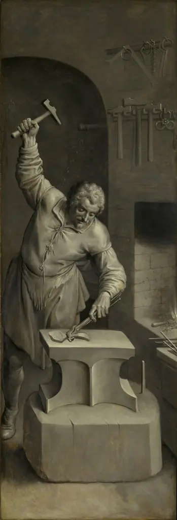 Saint Eligius in his smithy