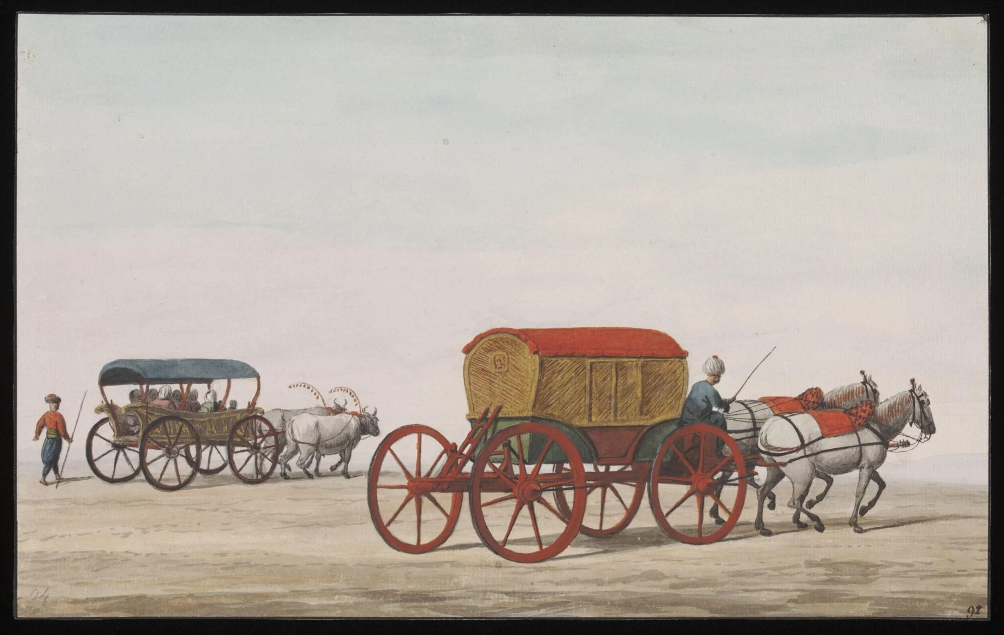 Arabas, or carriages, by Anonymous Greek artist, watercolor, 1809