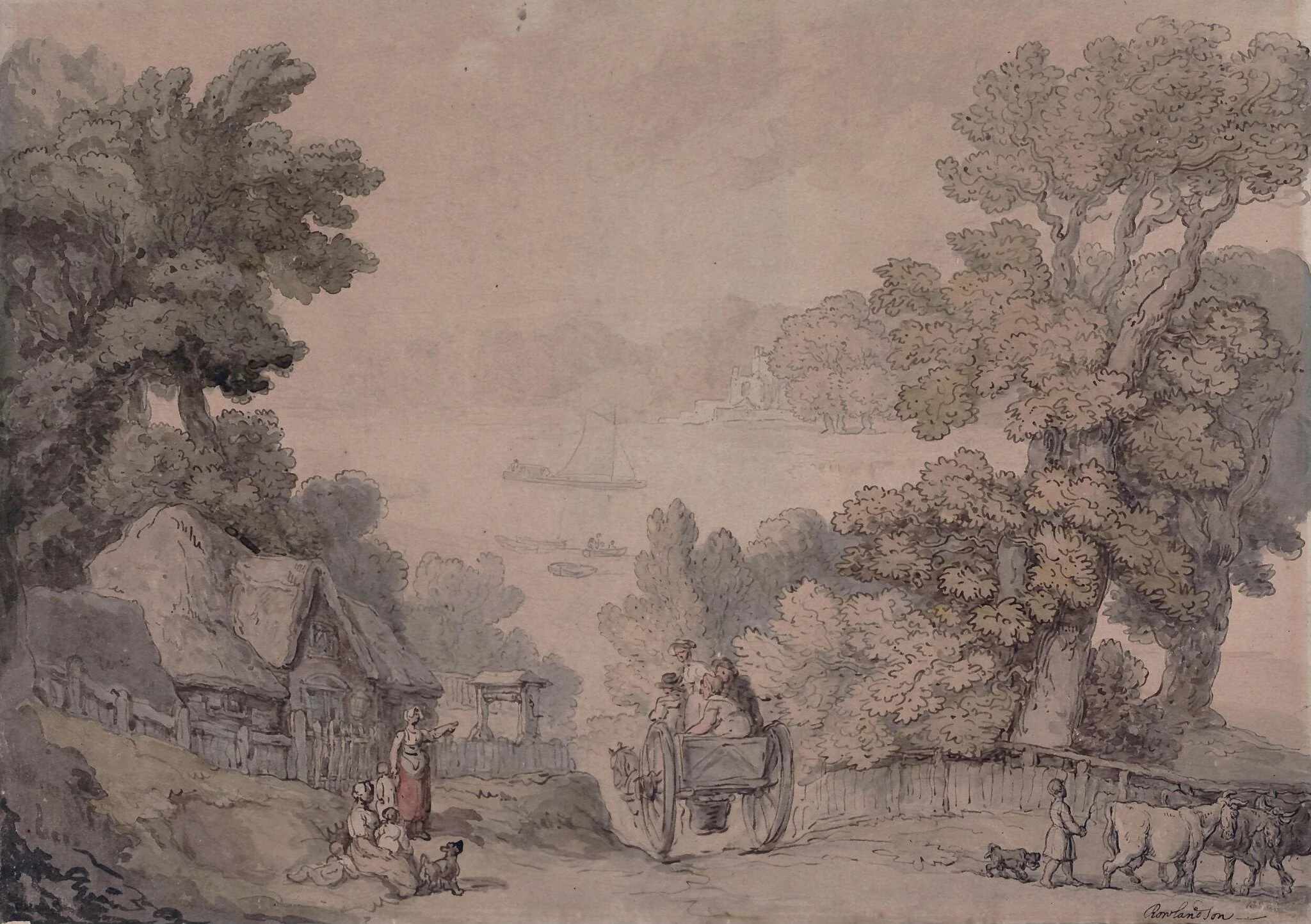 Landscape with a Cottage and Figures in the Foreground