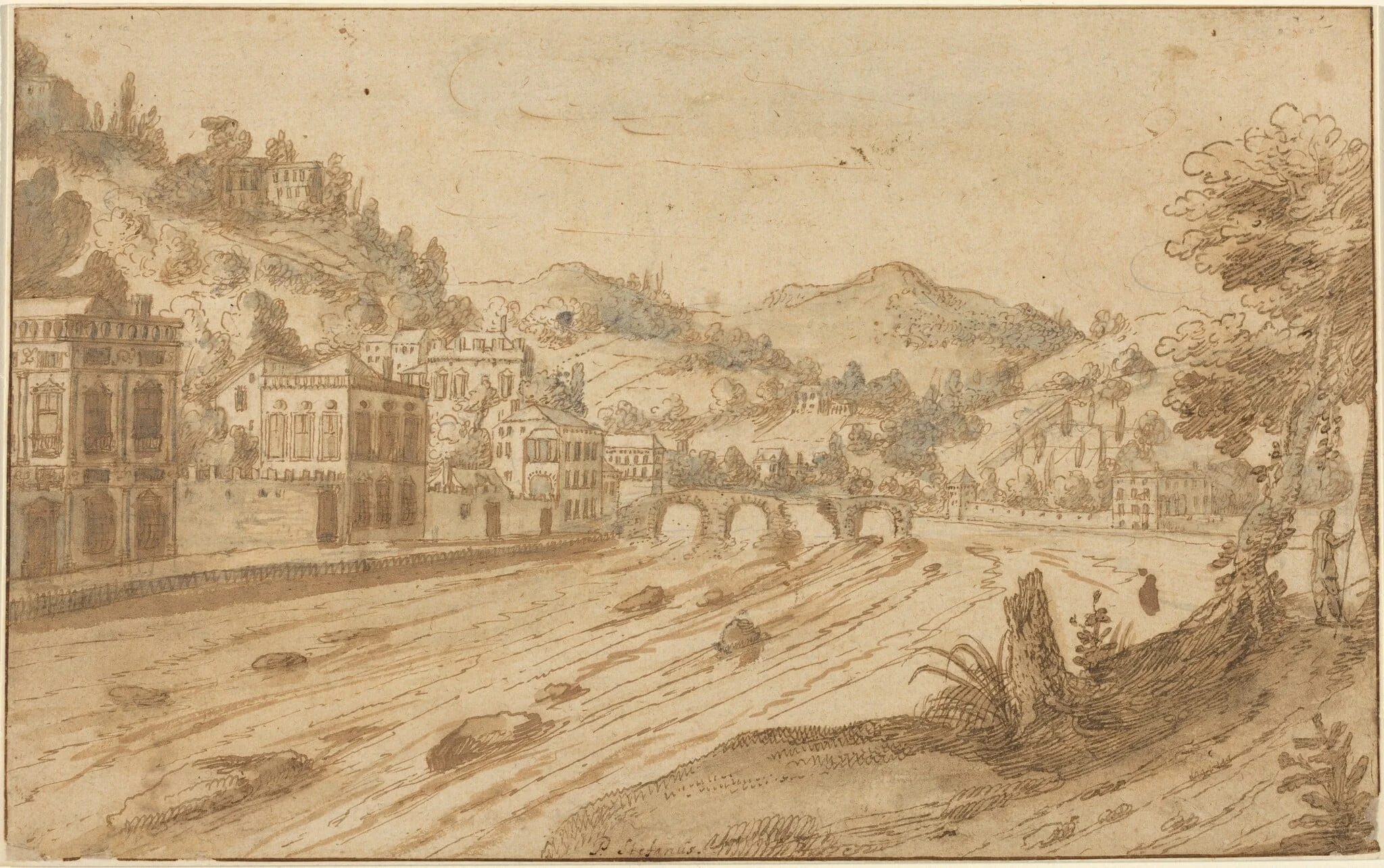 River View, by Pieter Stevens, ink, 1596
