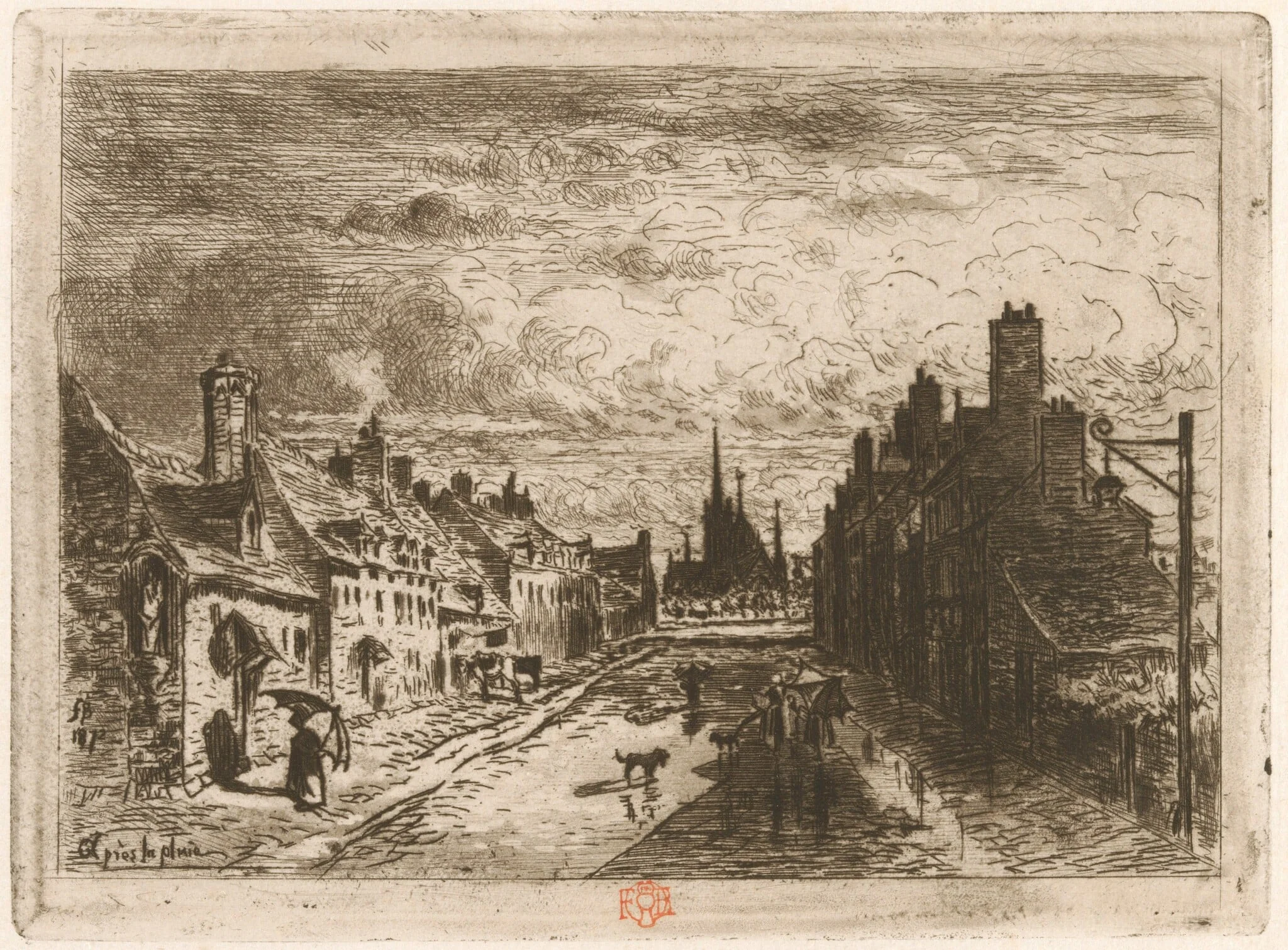 Après la pluie (After the Rain), by Félix-Hilaire Buhot, ink, 1873
