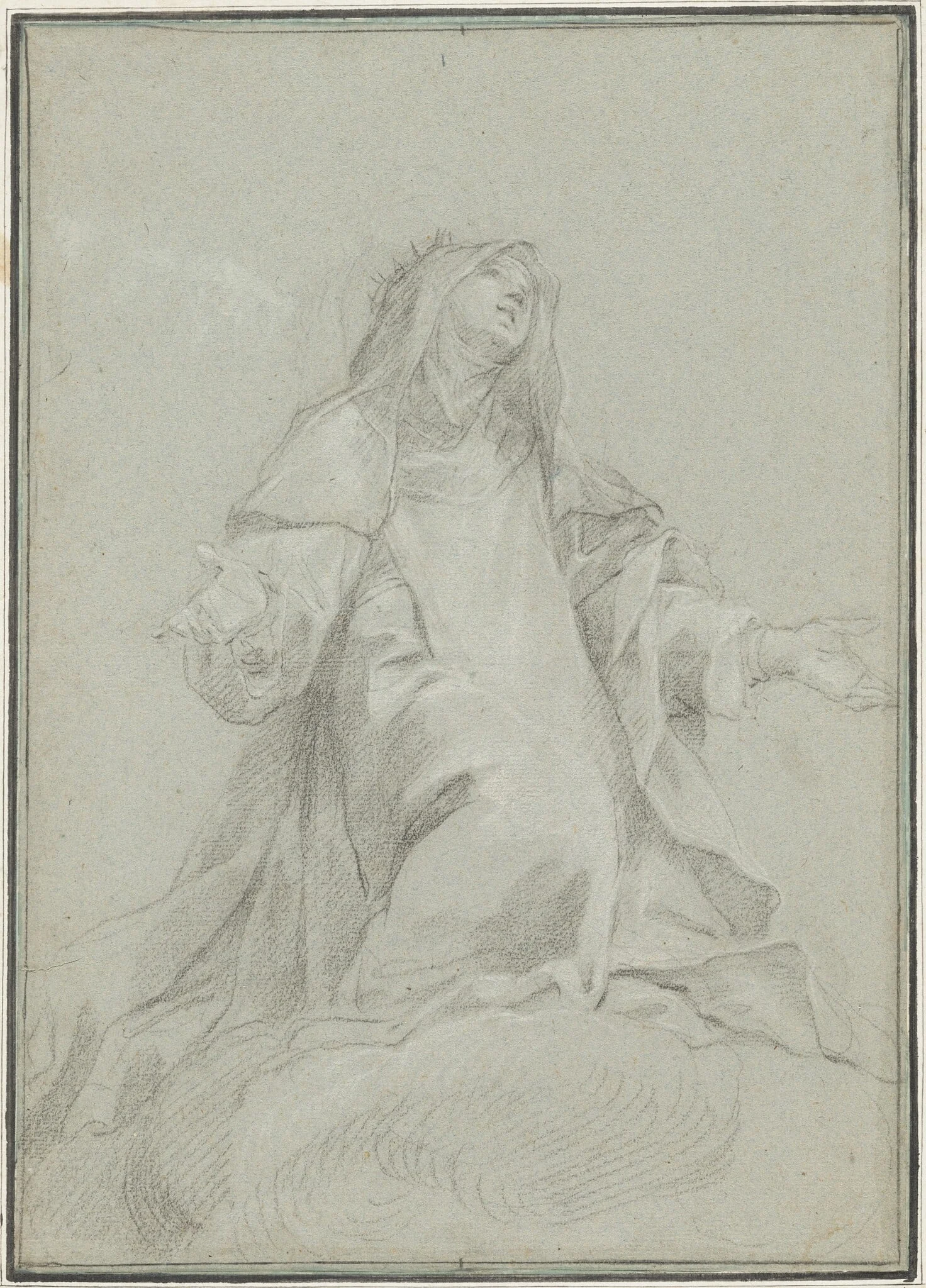 Saint Catherine of Siena on a Cloud
