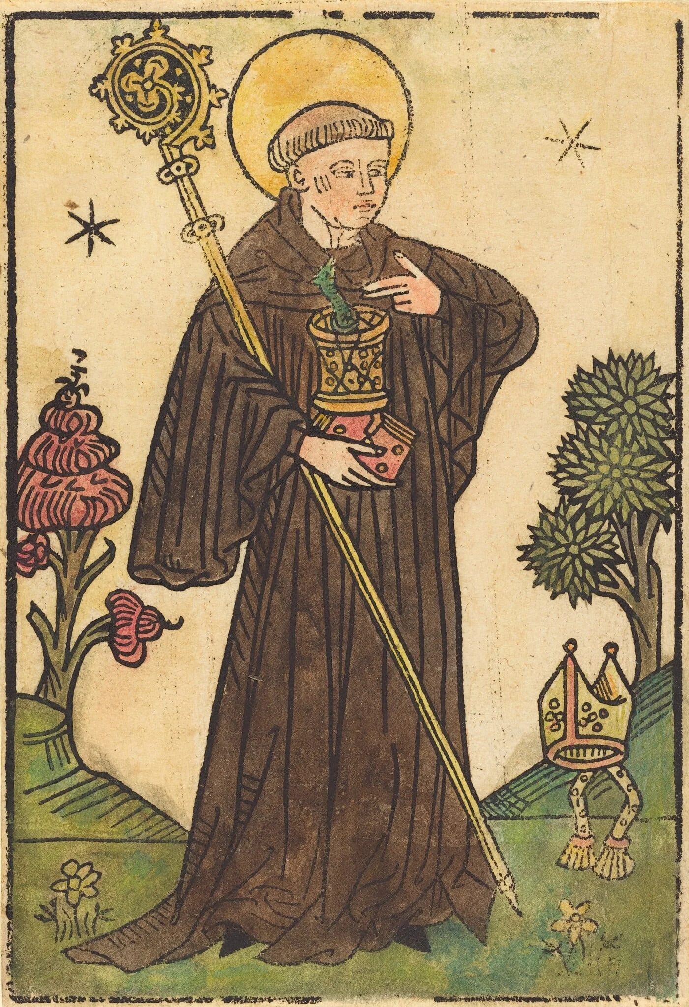 Saint Benedict, by German 15th Century, ink, 1460