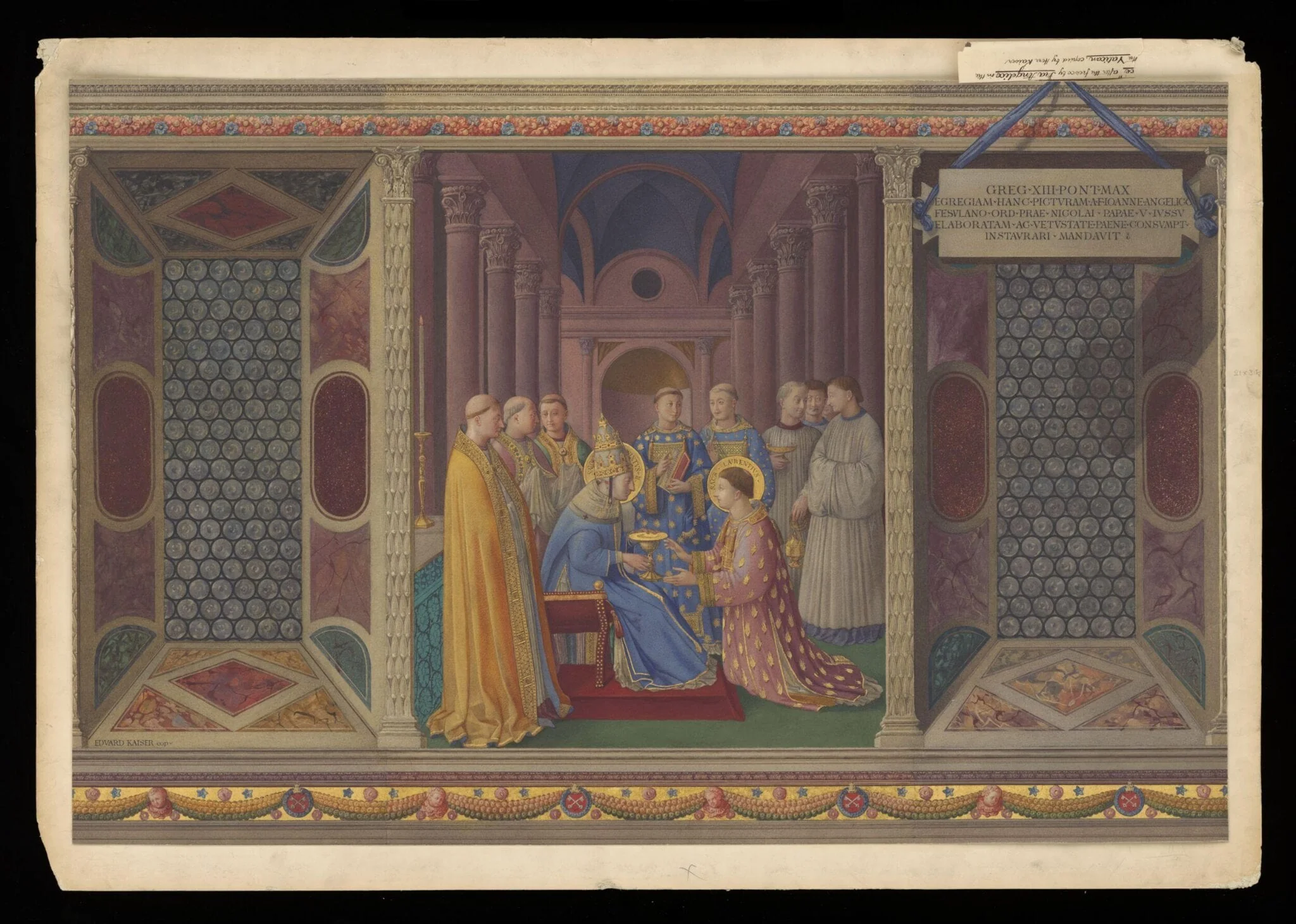 Copy after The Ordination of St Lawrence, Fra Angelico in the Niccoline Chapel (Vatican, Rome), by Fra Angelico, watercolor, 1878
