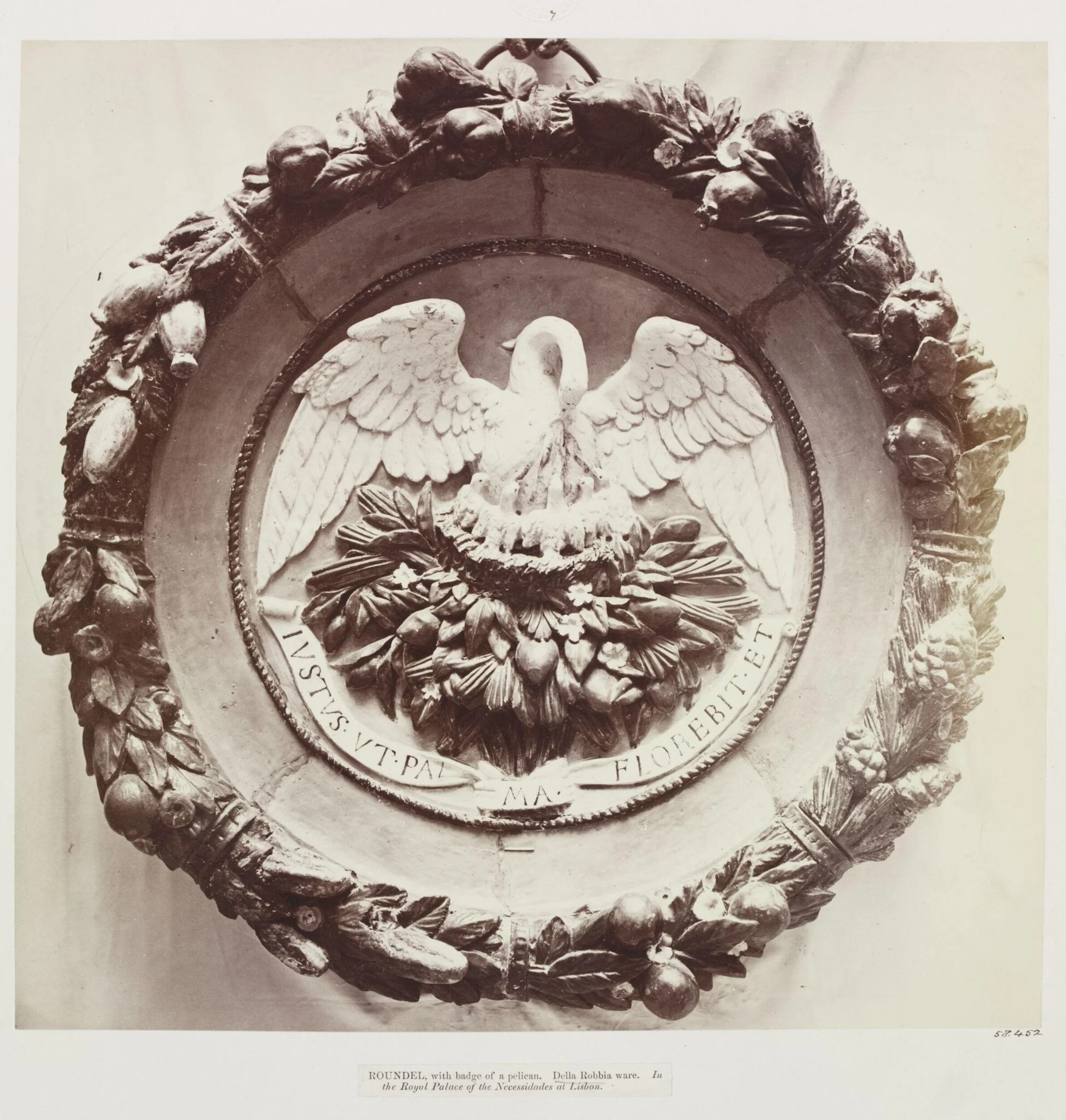 Roundel, Badge of a pelican, Palace of Necessidades, Lisbon, by Charles Thurston Thompson, photographic, 1866