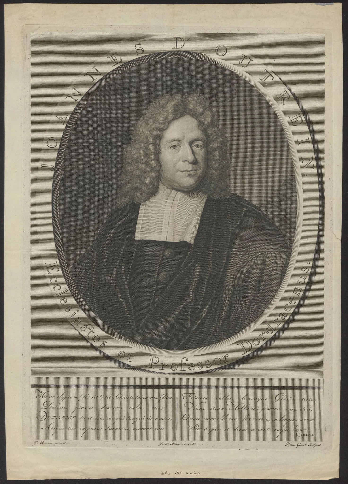 Portrait of Johannes D'Outrein, minister and professor in Dordrecht