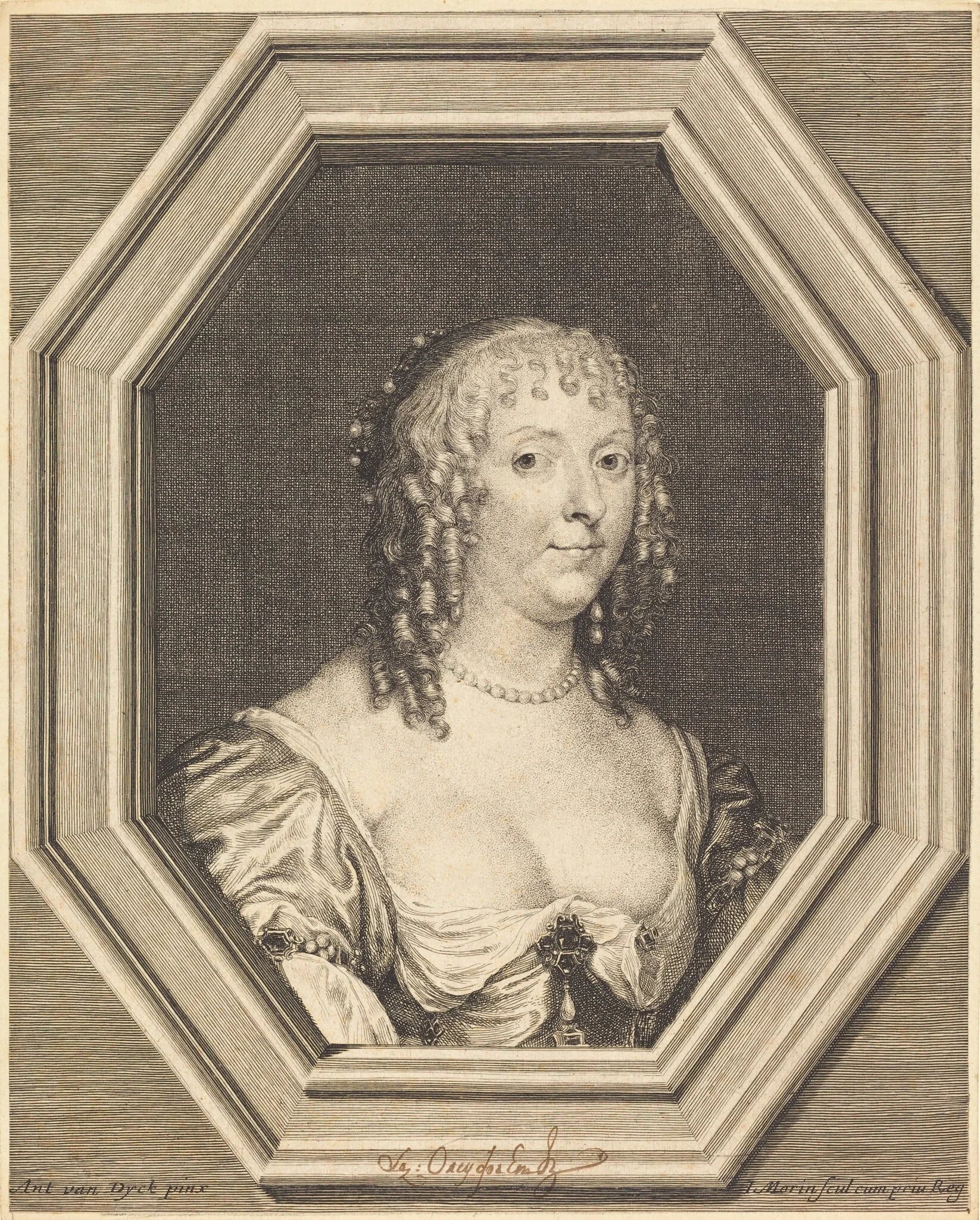 Anne Sophie Herbert, comtesse de Carnarvon, by Jean Morin, ink, 1625