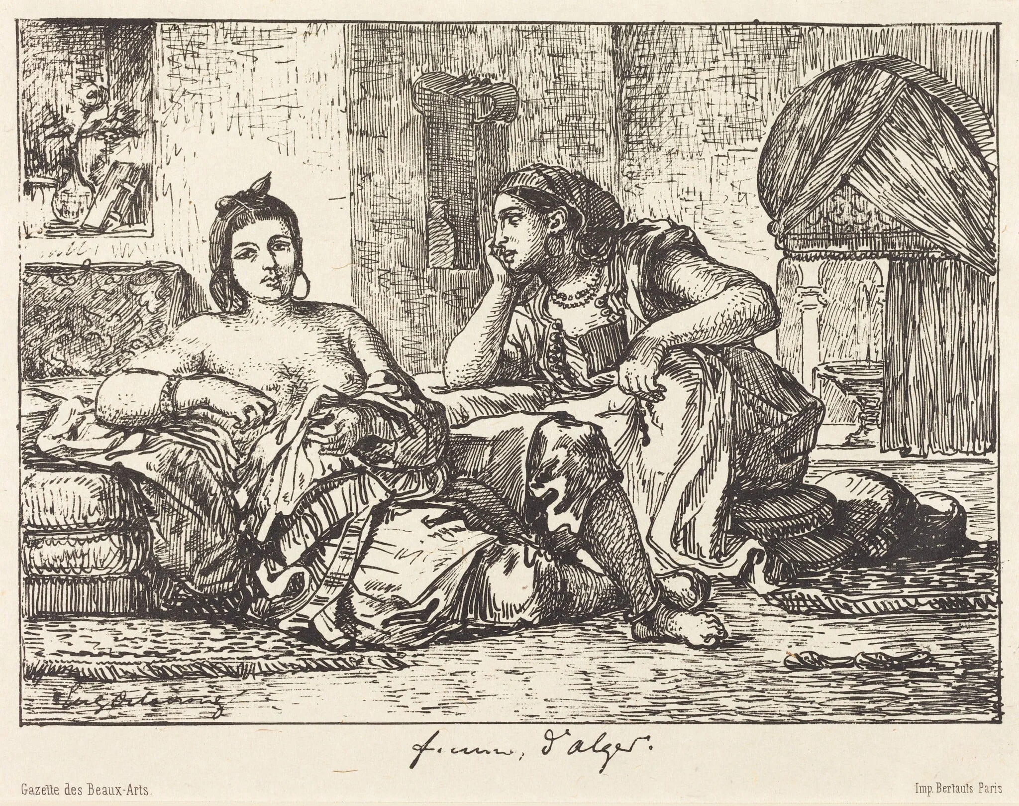 Femmes d'Alger, by Eugène Delacroix, ink, 1833