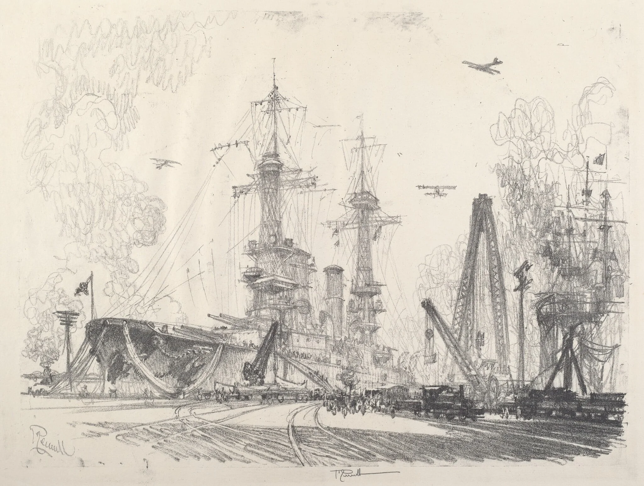 Ready to Start, by Joseph Pennell, ink, 1917