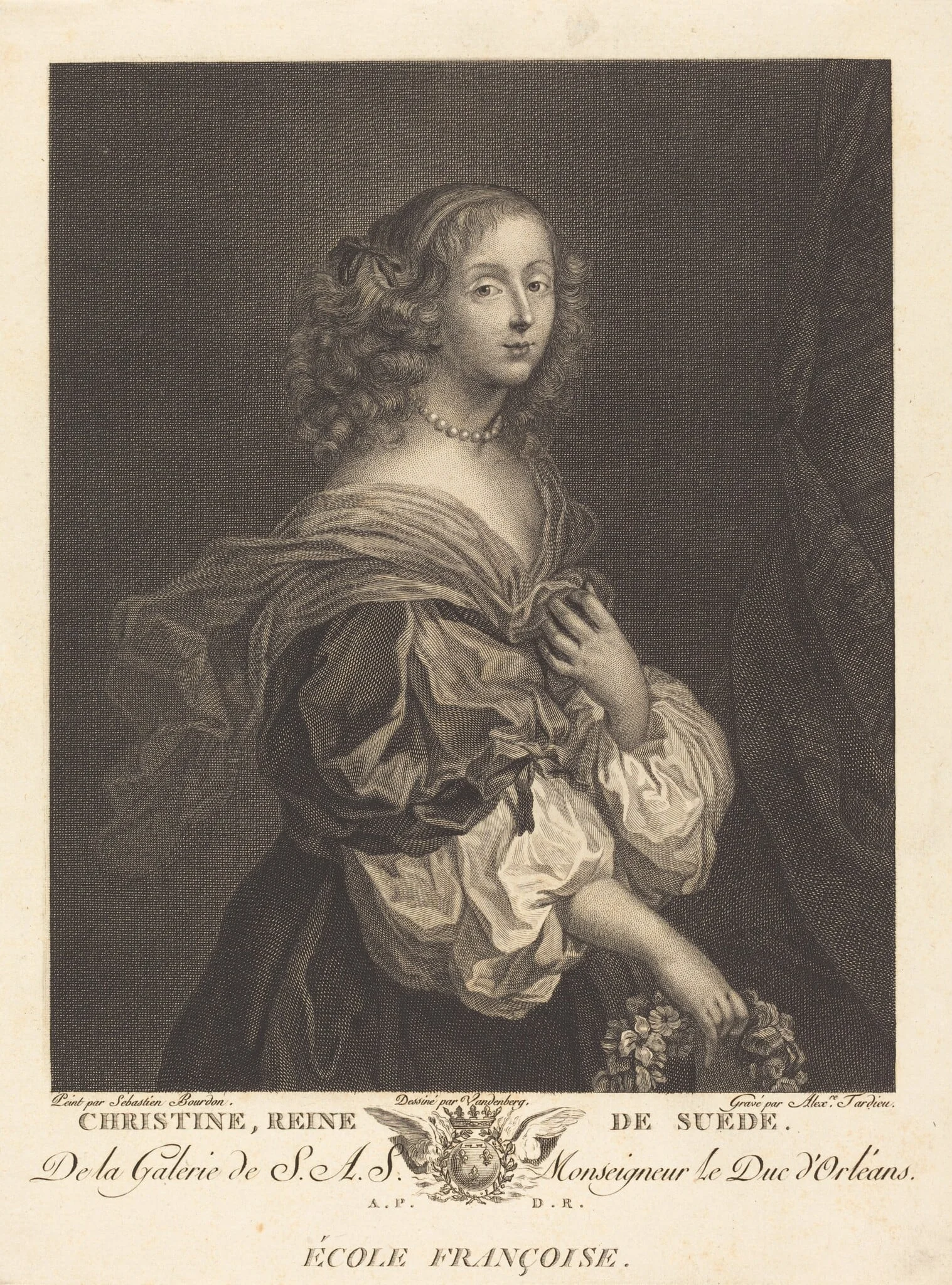 Queen Christina of Sweden, by Alexandre Tardieu, ink, 1800