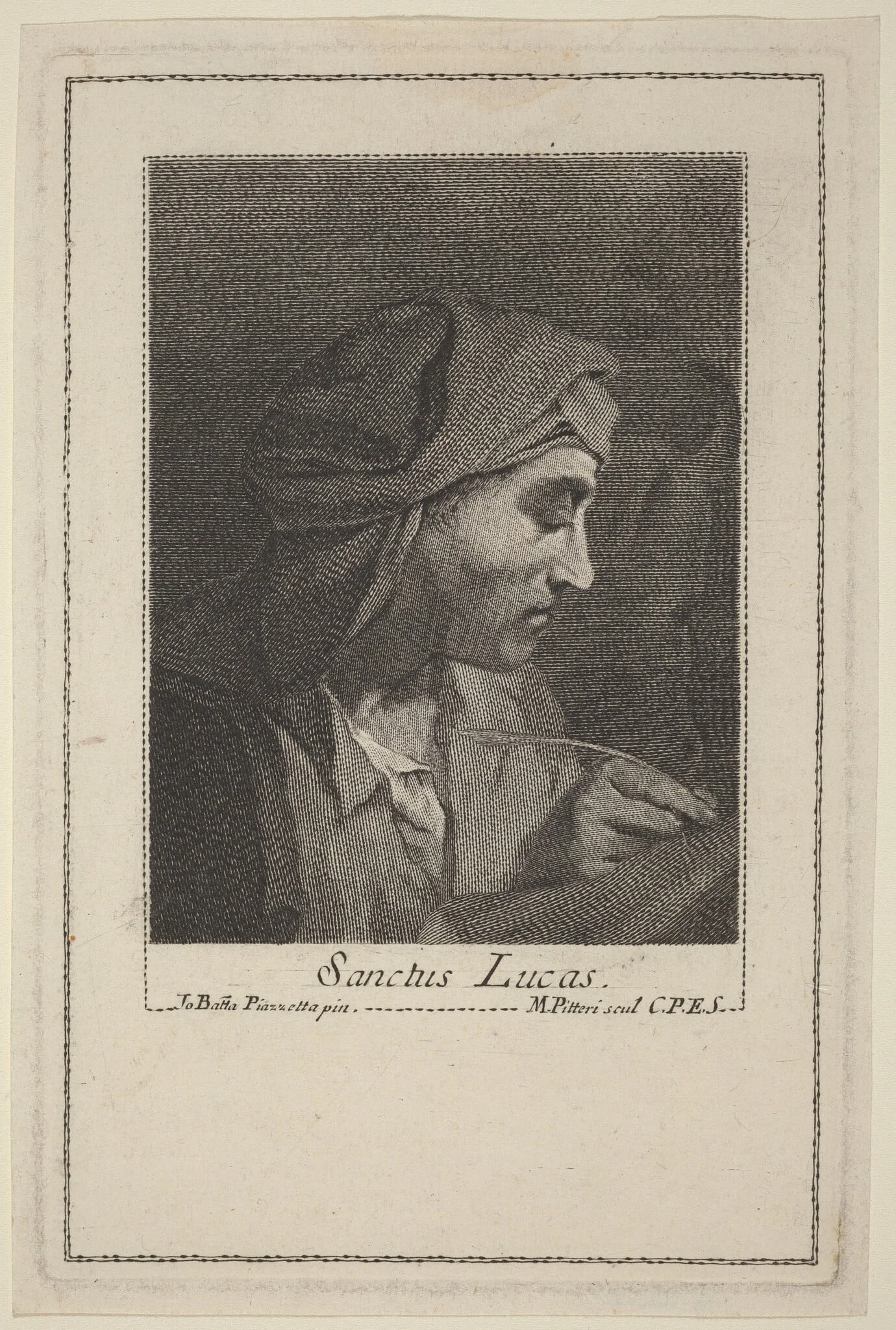 Sanctus Lucas, by Marco Alvise Pitteri, ink, 1744