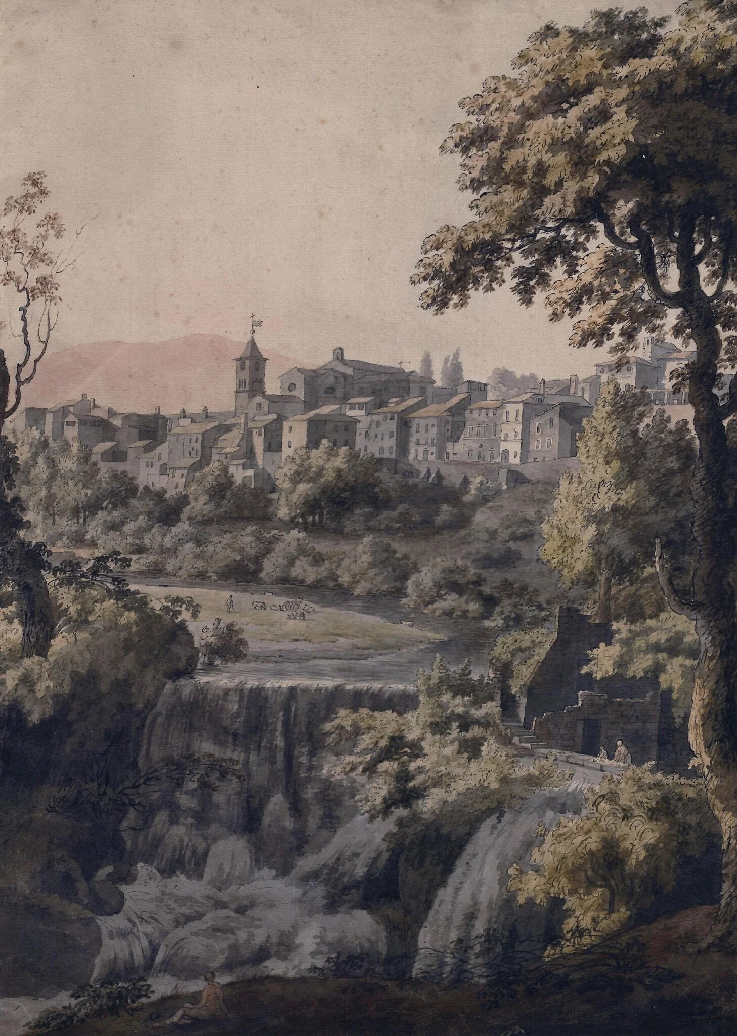 Tivoli: The Great Cascade, by Jonathan Skelton, watercolor, 1758