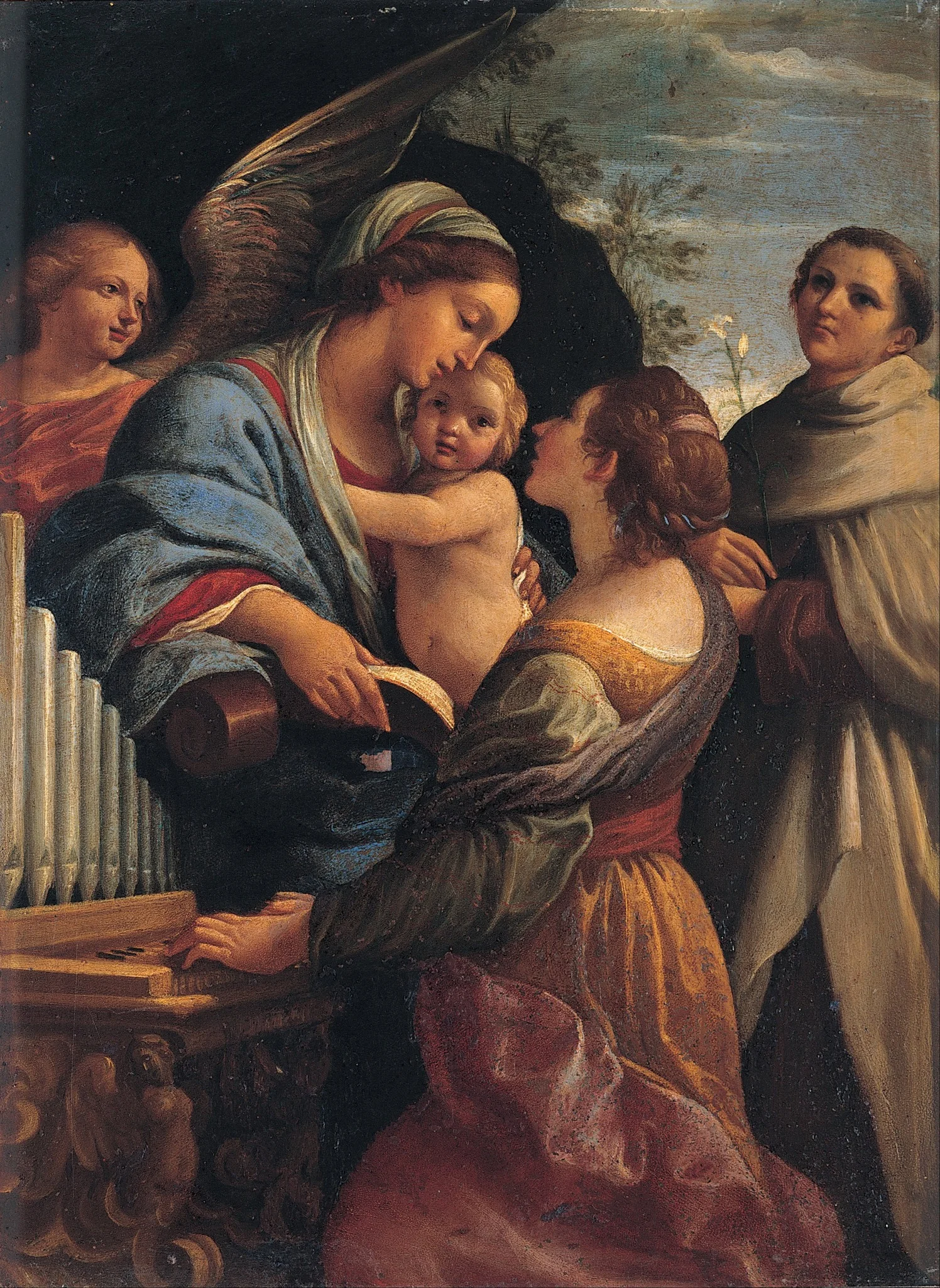 Madonna with the Child, Saint Cecily and Saint Albert, by Lorenzo Garbieri, oil, 1615