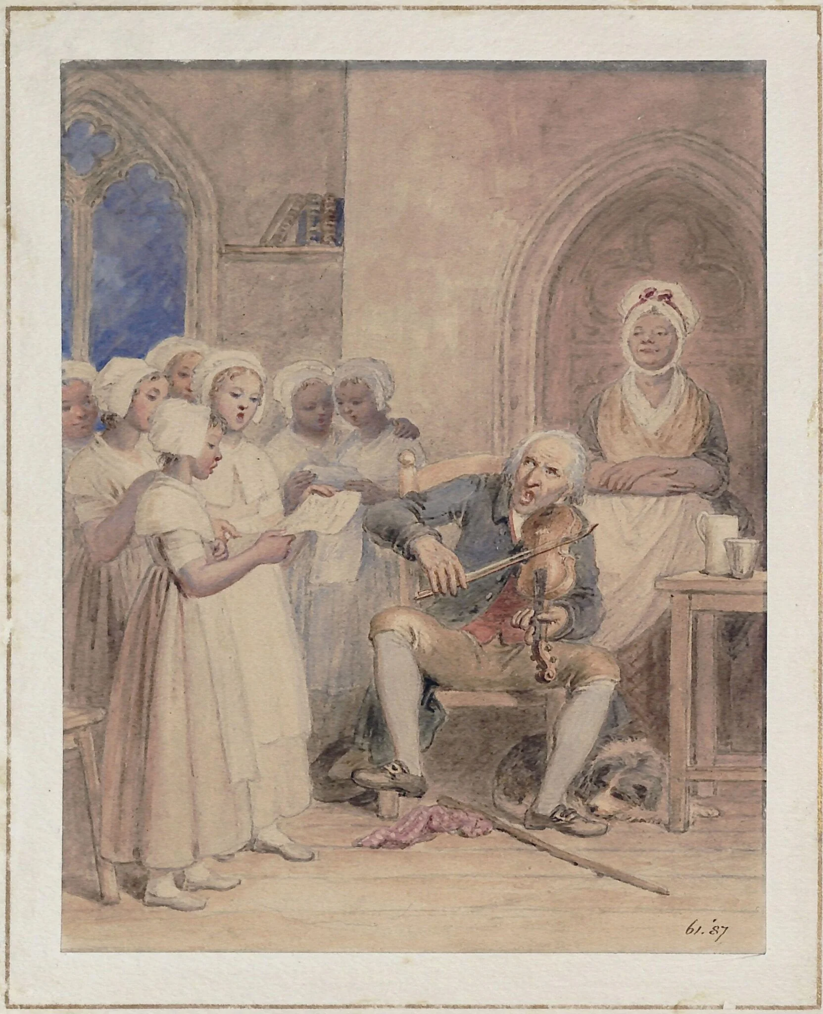 The village choir, the church interior, by John Masey Wright, watercolor, 1790