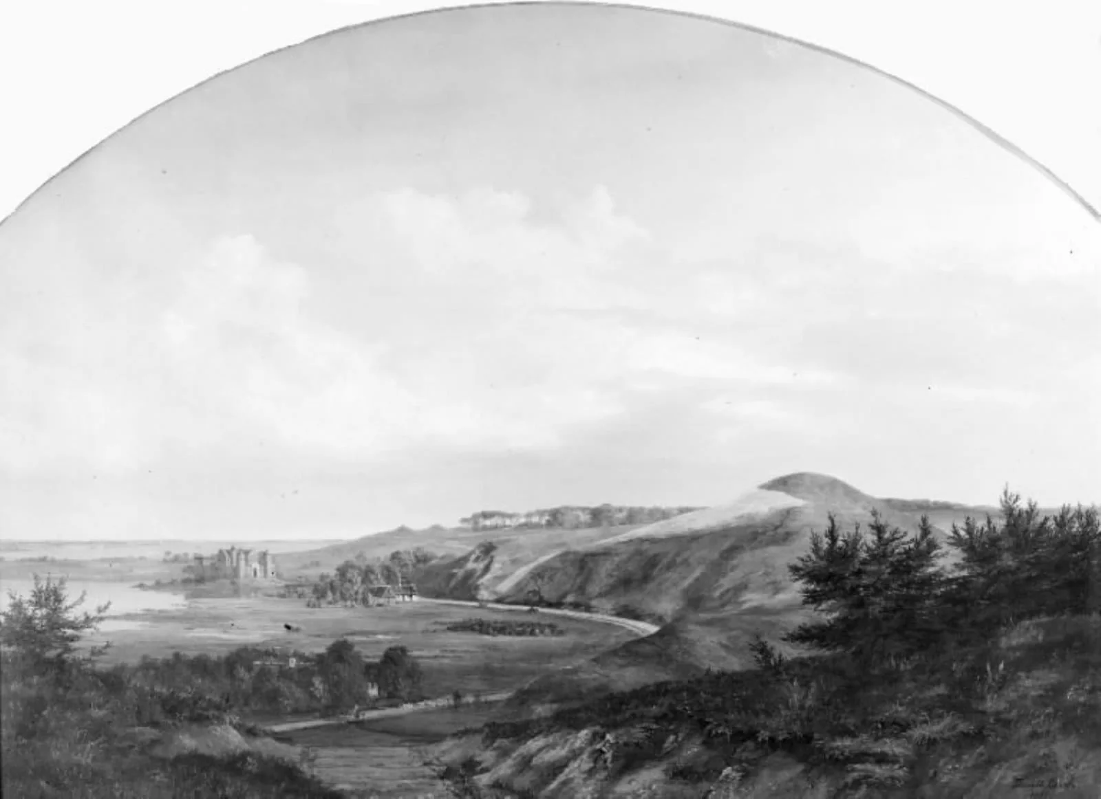 North Zealand Landscape at Lake Arre where King Valdemar the Victor built Dronningholm Castle in Memory of his Queen Dagmar, by Unknown, unspecified, 1841