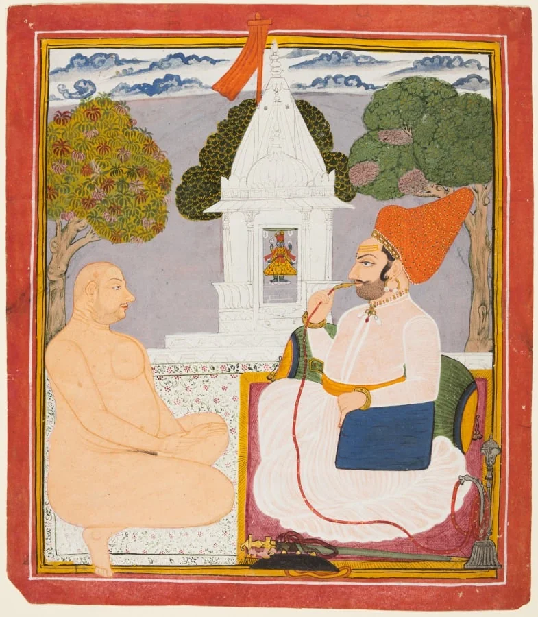 A Rathor Noble Visiting a Holy Man at a Vishnu Shrine, by Unknown, unspecified, 1760
