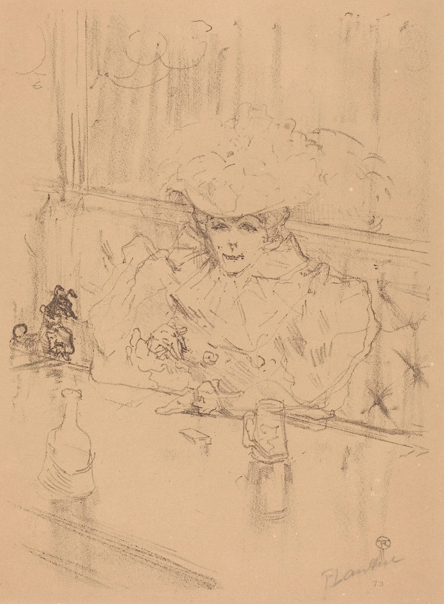 At the Hanneton (Au Hanneton), by Henri de Toulouse-Lautrec, ink, 1898