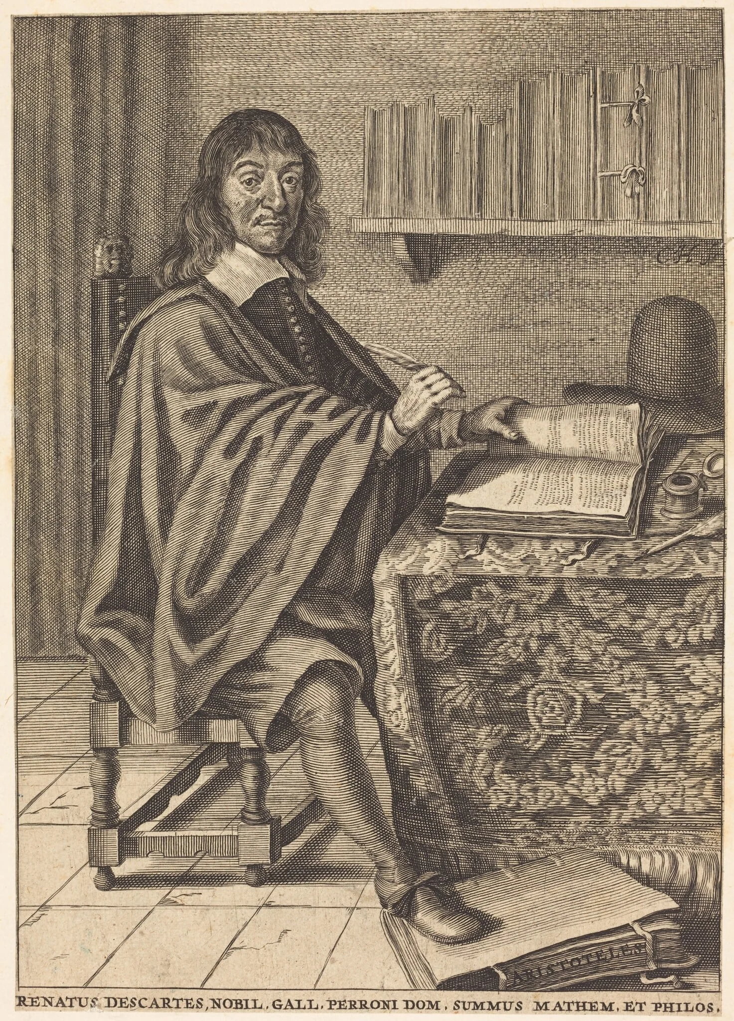 René Descartes, by French 17th Century, ink, 1650