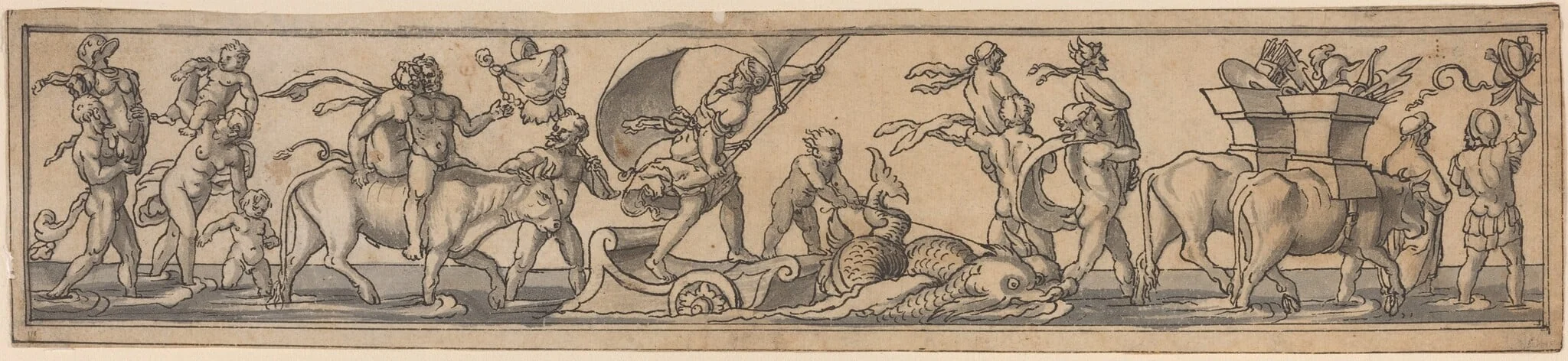 Ancient Triumphal Procession, by Daniel Lindtmayer, ink, 1579