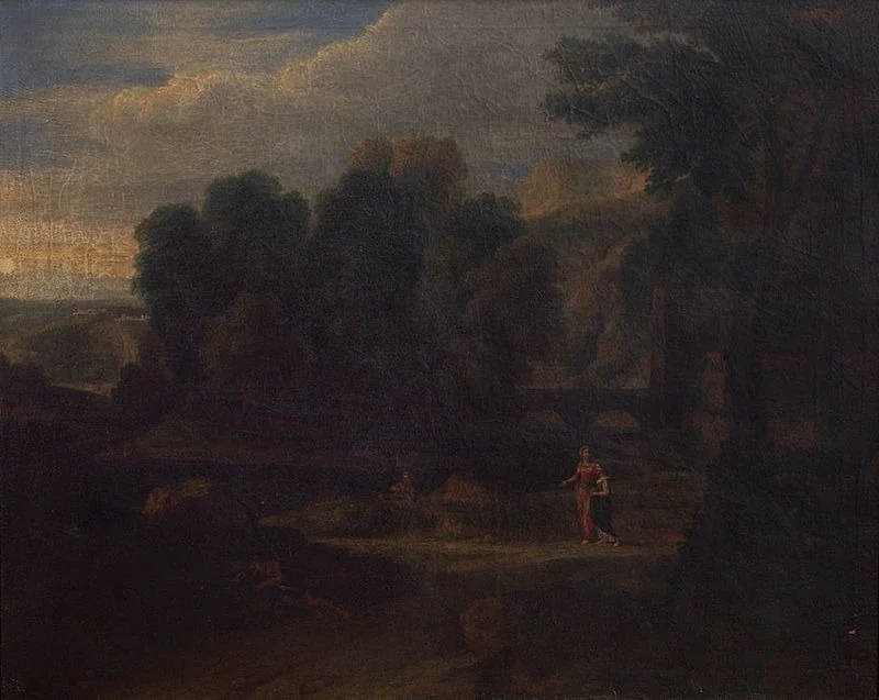 Arcadian landscape, by Gaspard Dughet, oil, 1654