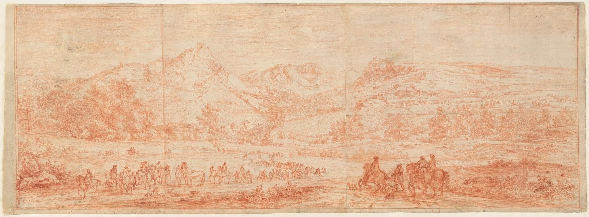 French Troops before Salins and the Surrounding Hills, by Adam Frans van der Meulen, chalk, 1669