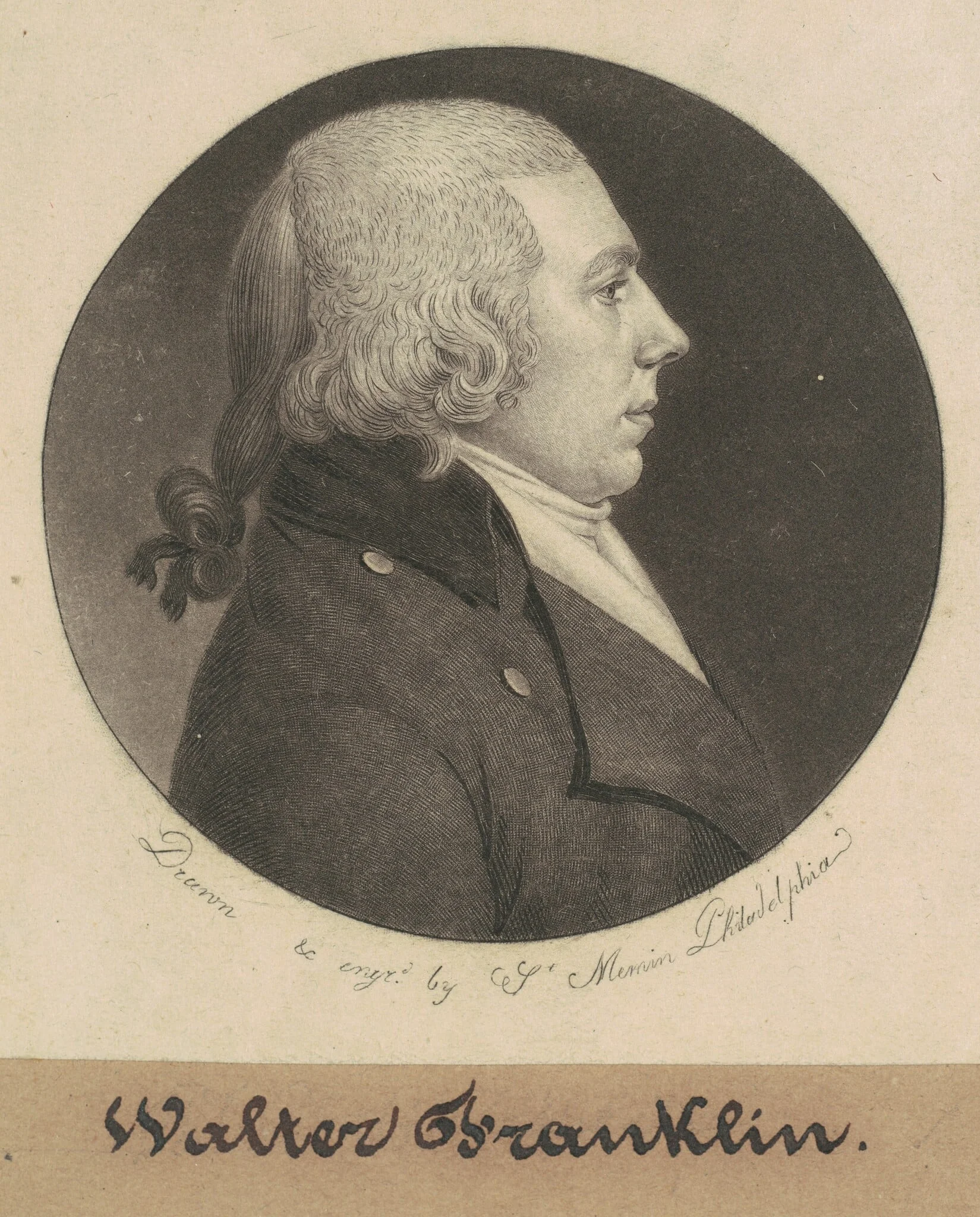 Walter Franklin, by Charles Balthazar Julien Févret de Saint-Mémin, ink, 1799