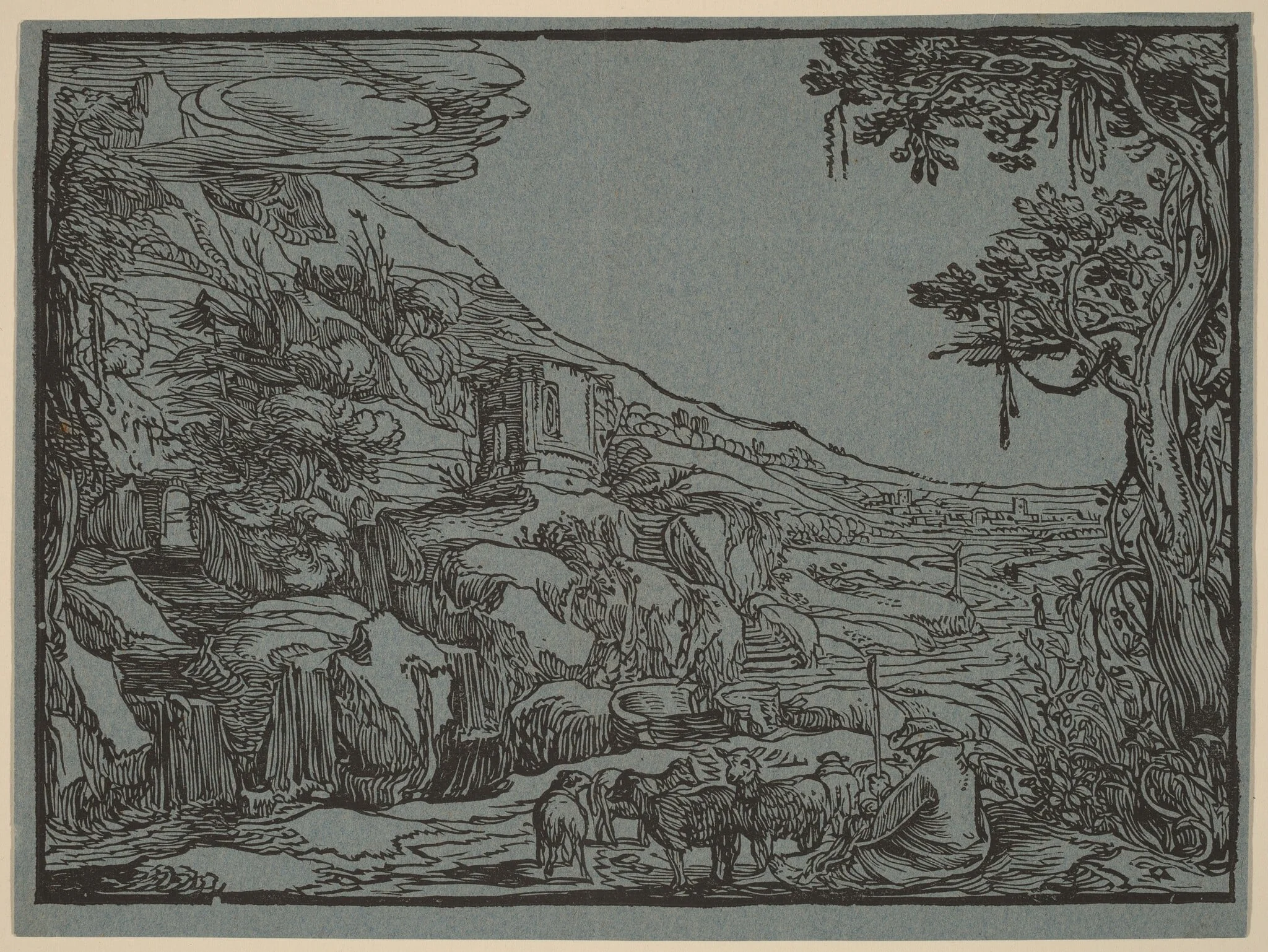 Arcadian Landscape, by Dutch 17th Century, ink, 1614
