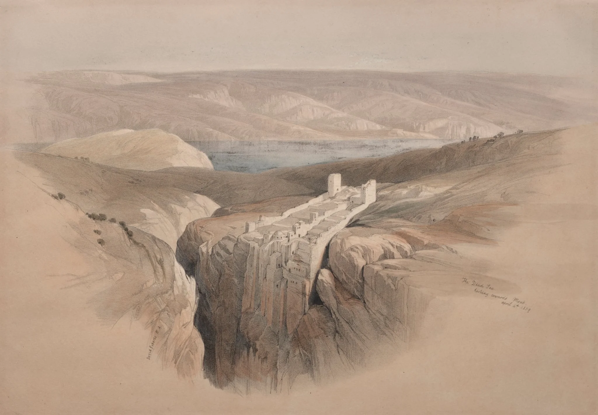 The Dead Sea Looking Towards Moab, by David Roberts, 1839
