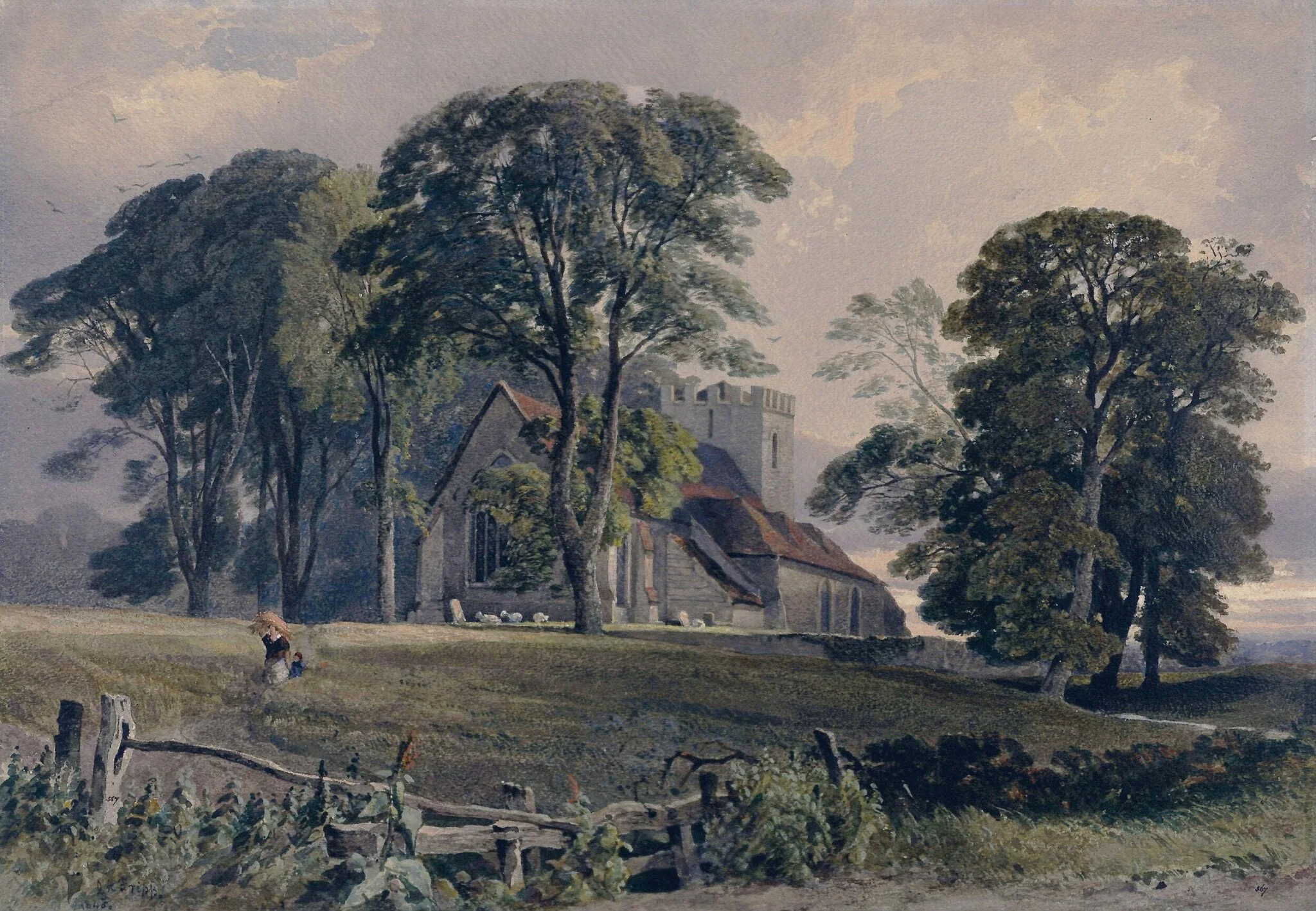 A Country Church, by Fripp, watercolor, 1845